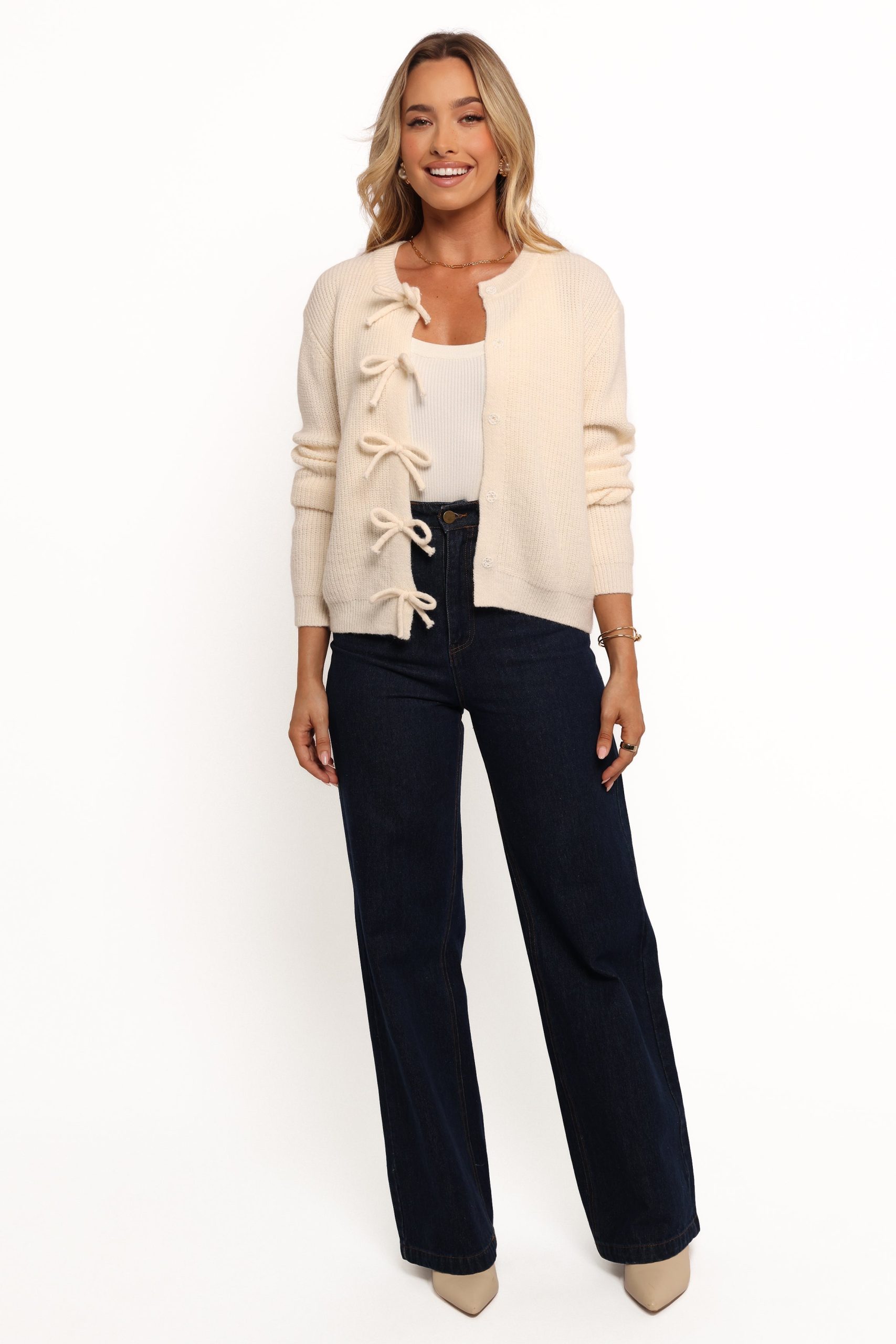 Wilde Bow Front Cardigan - Off White - Image 8