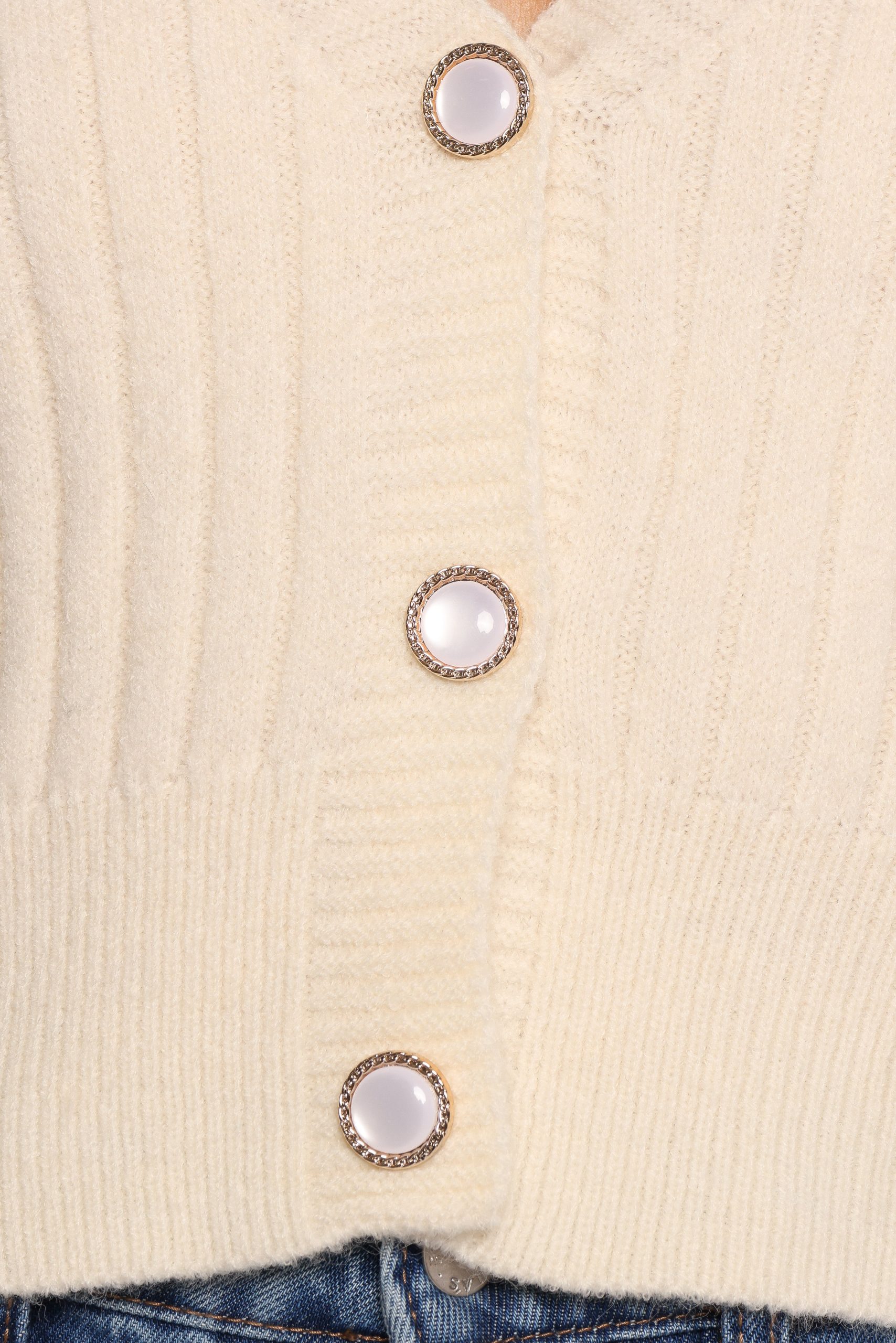 Zana Ribbed Ruffle Cuff Knit Sweater - Cream - Image 6