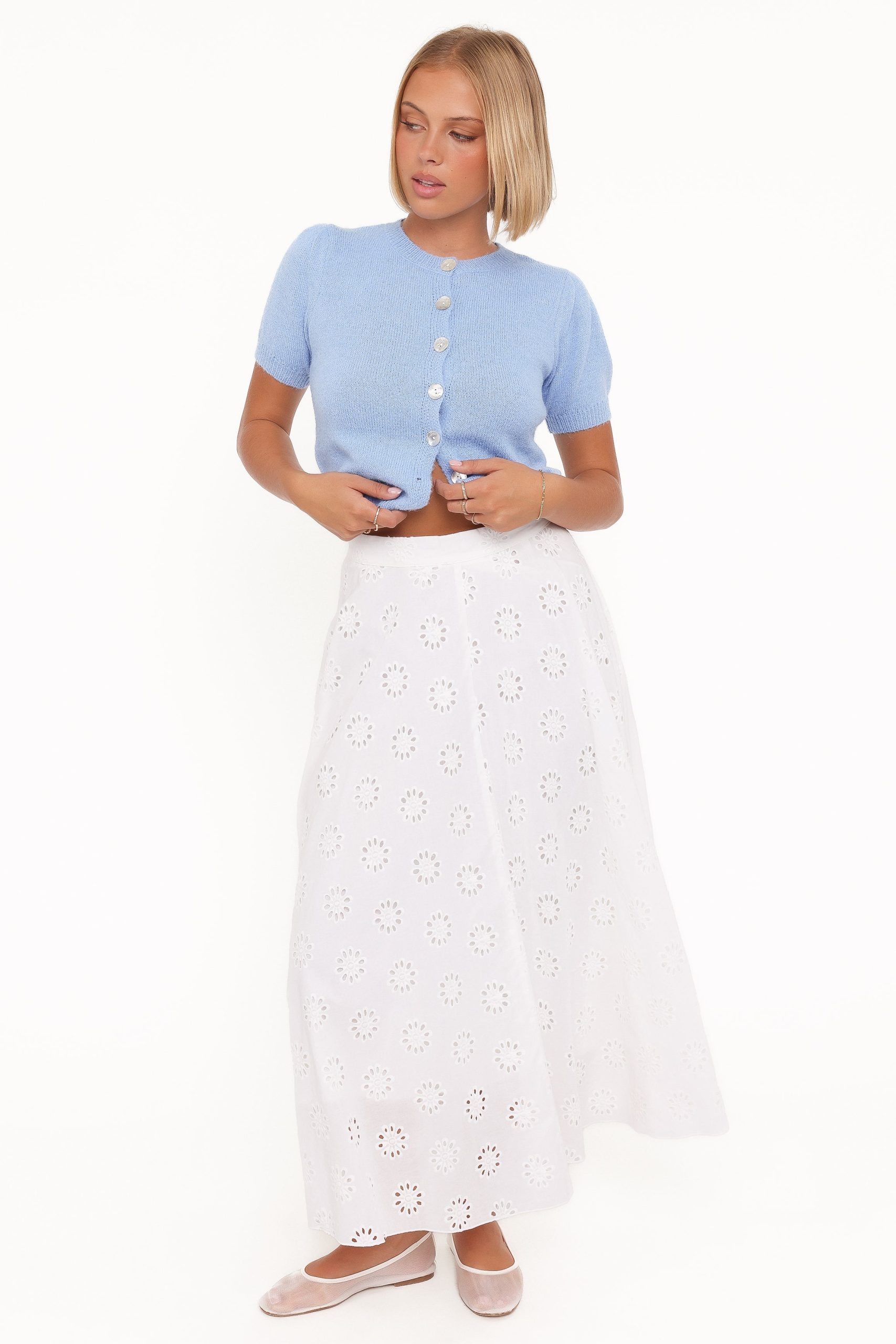 Zena Puff Sleeve Cardigan - Cornflower Blue - Image 6