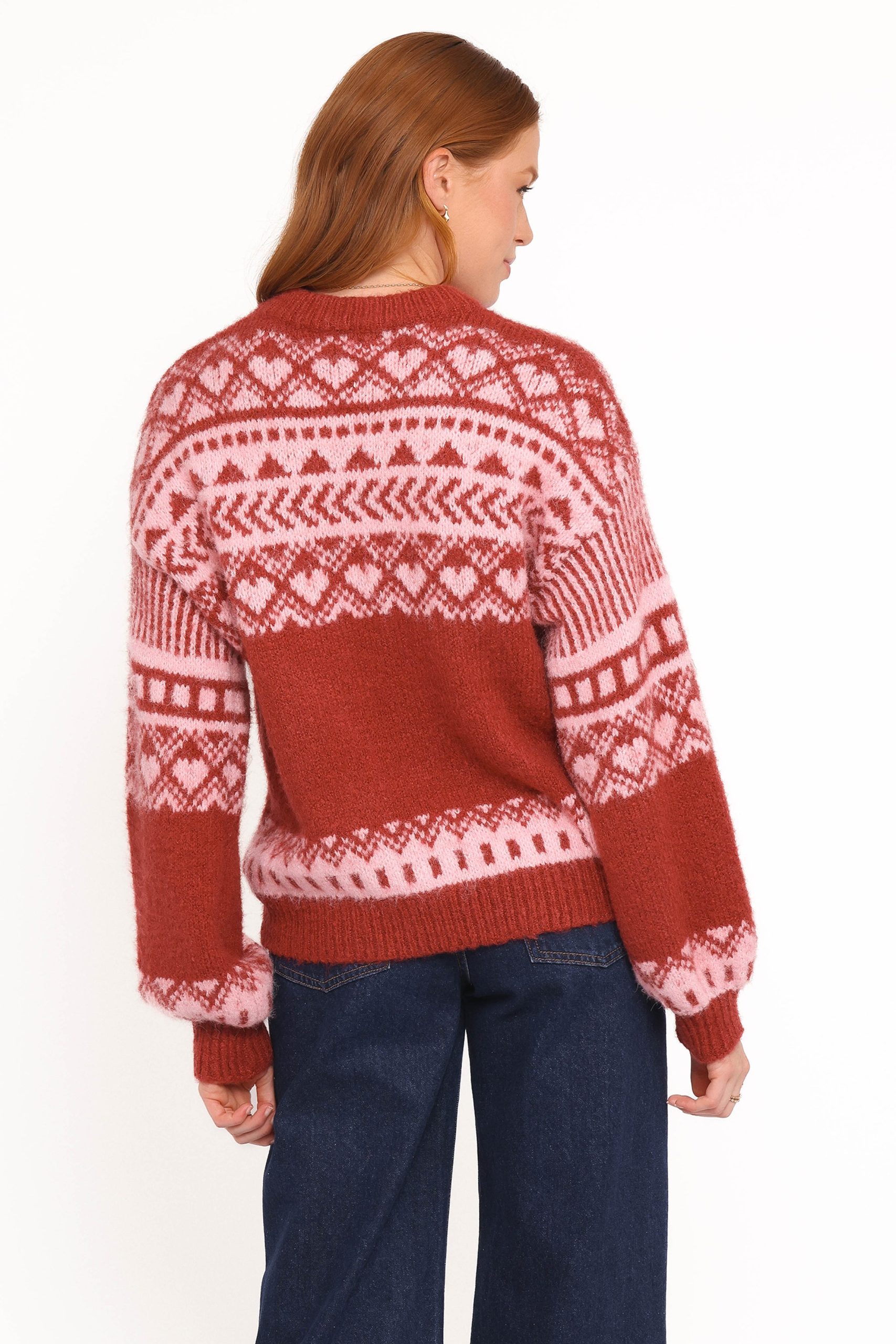 Zinnia Fairisle Knit Sweater - Red - Image 6