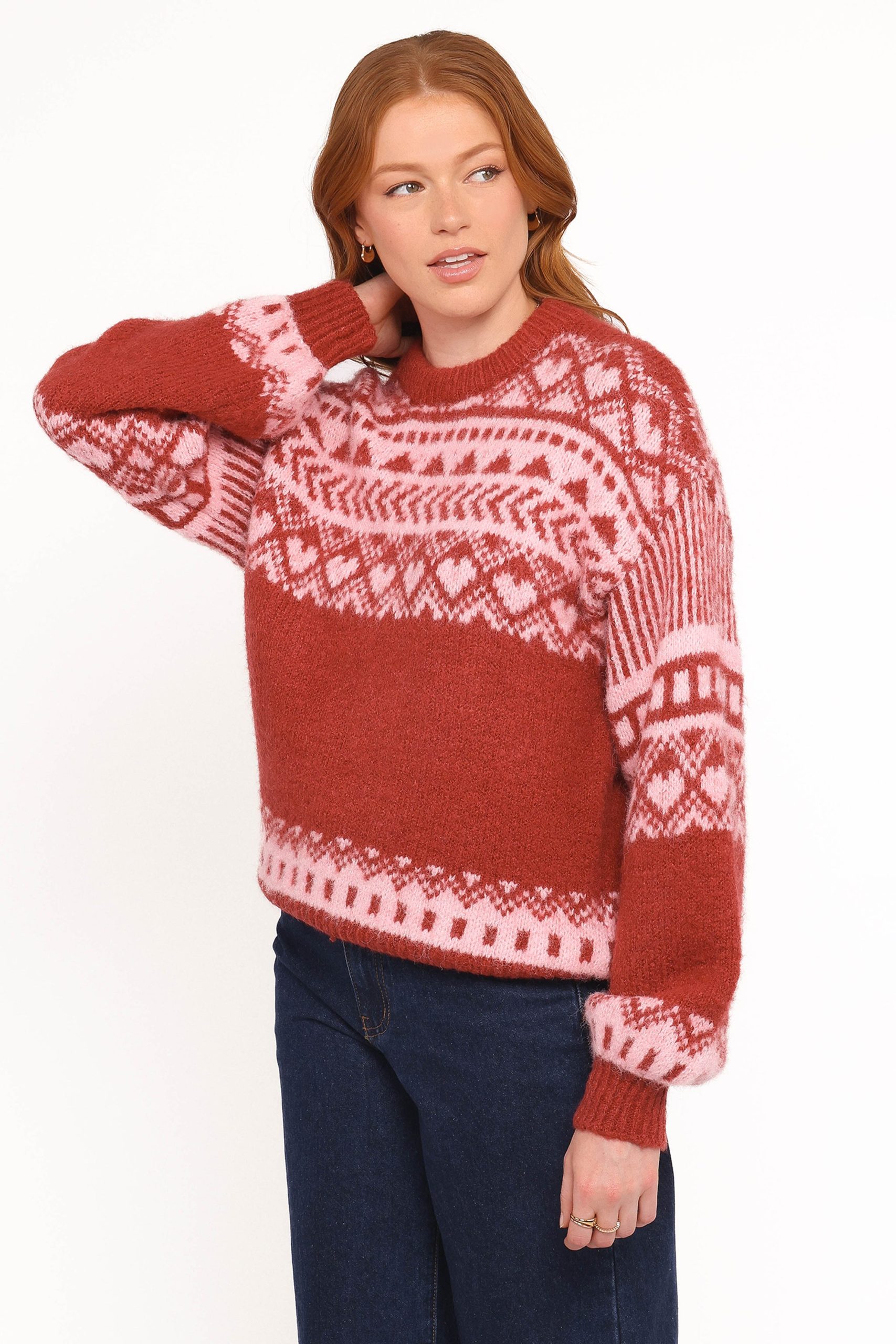 Zinnia Fairisle Knit Sweater - Red - Image 4