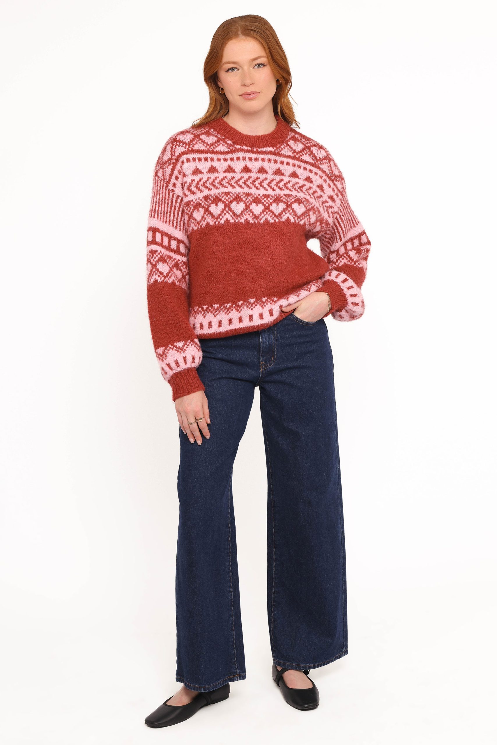 Zinnia Fairisle Knit Sweater - Red - Image 5
