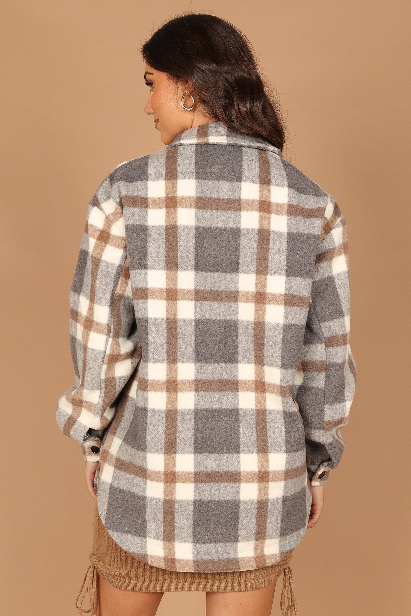 Alex Double-Breasted Pocket Shacket - Grey Check - Image 3