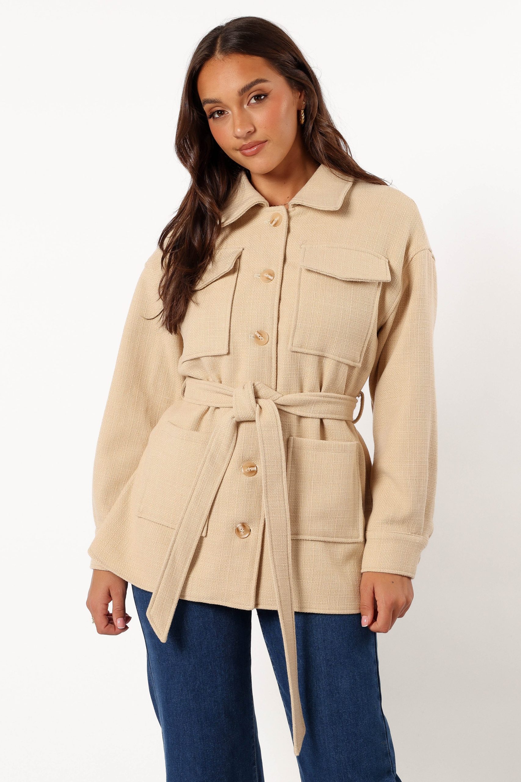 Arlow Tie Front Shacket - Cream - Image 3