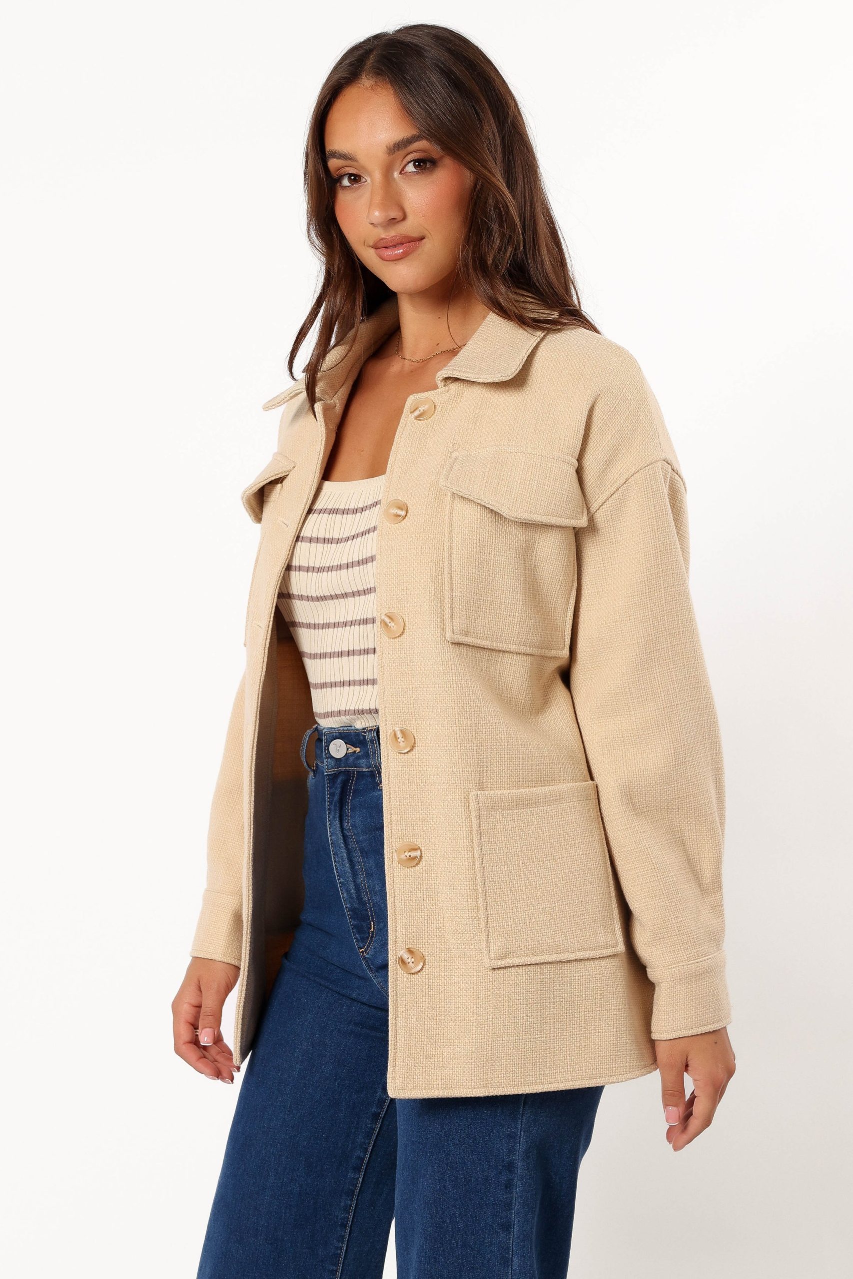Arlow Tie Front Shacket - Cream - Image 6