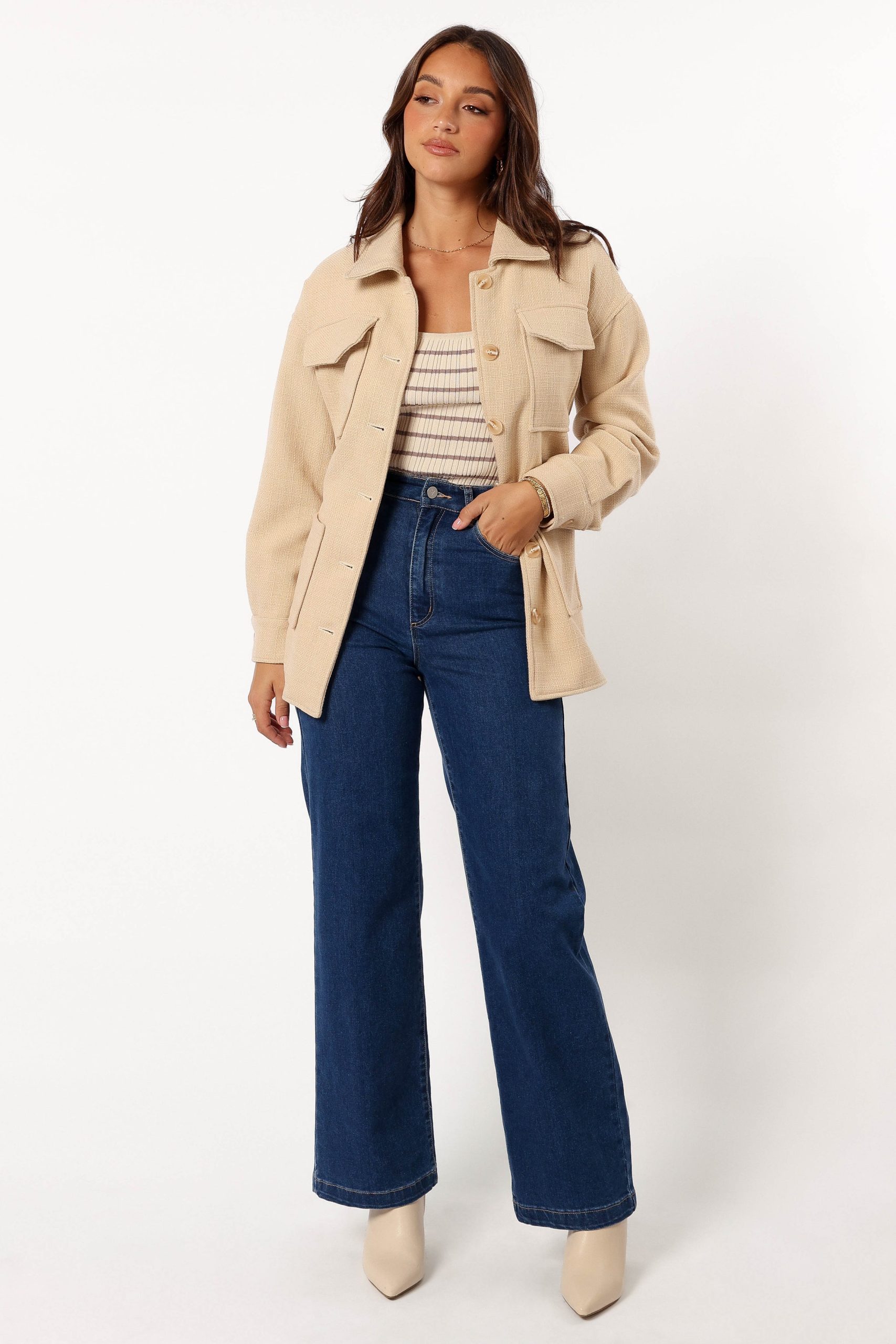 Arlow Tie Front Shacket - Cream - Image 9