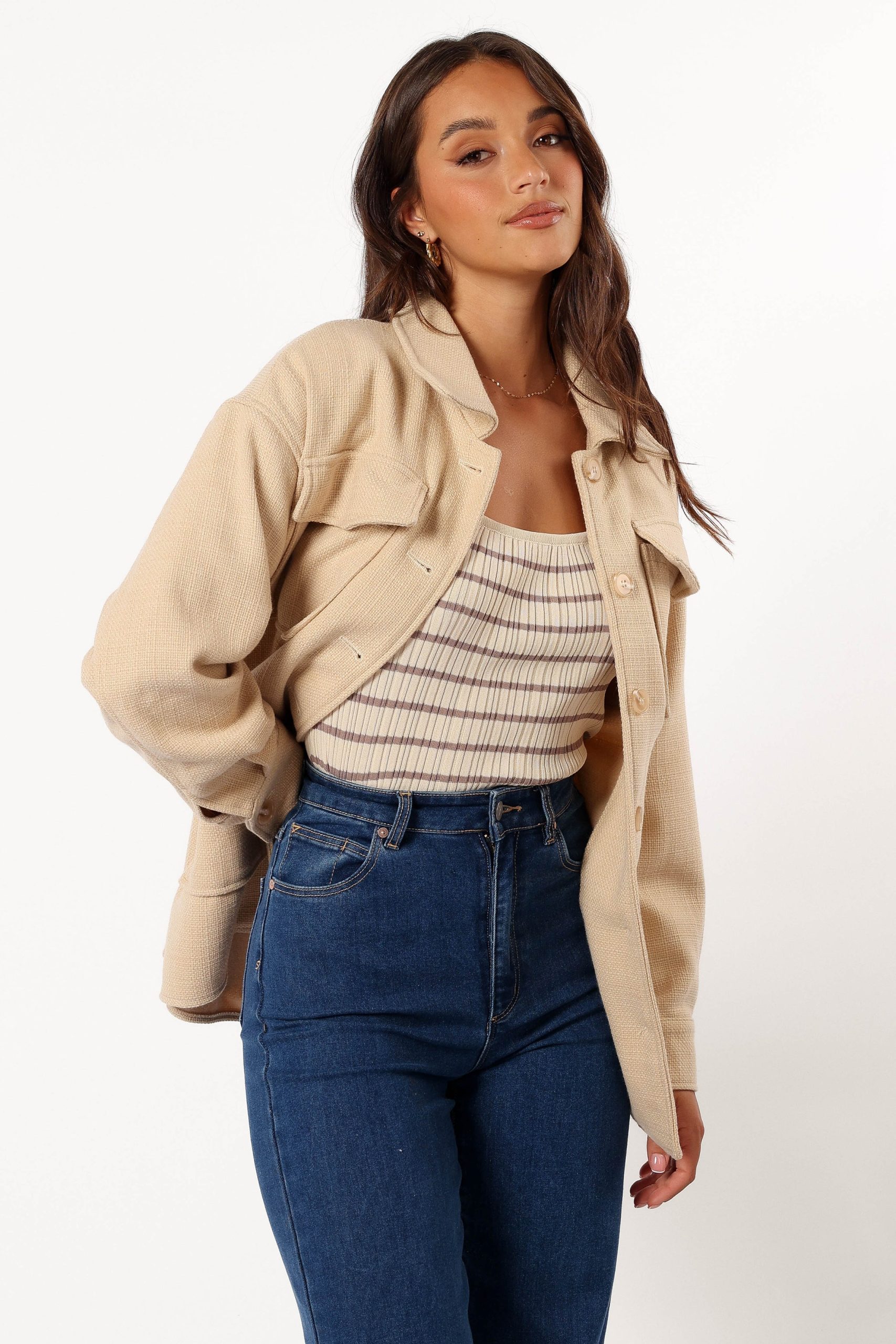Arlow Tie Front Shacket - Cream - Image 10