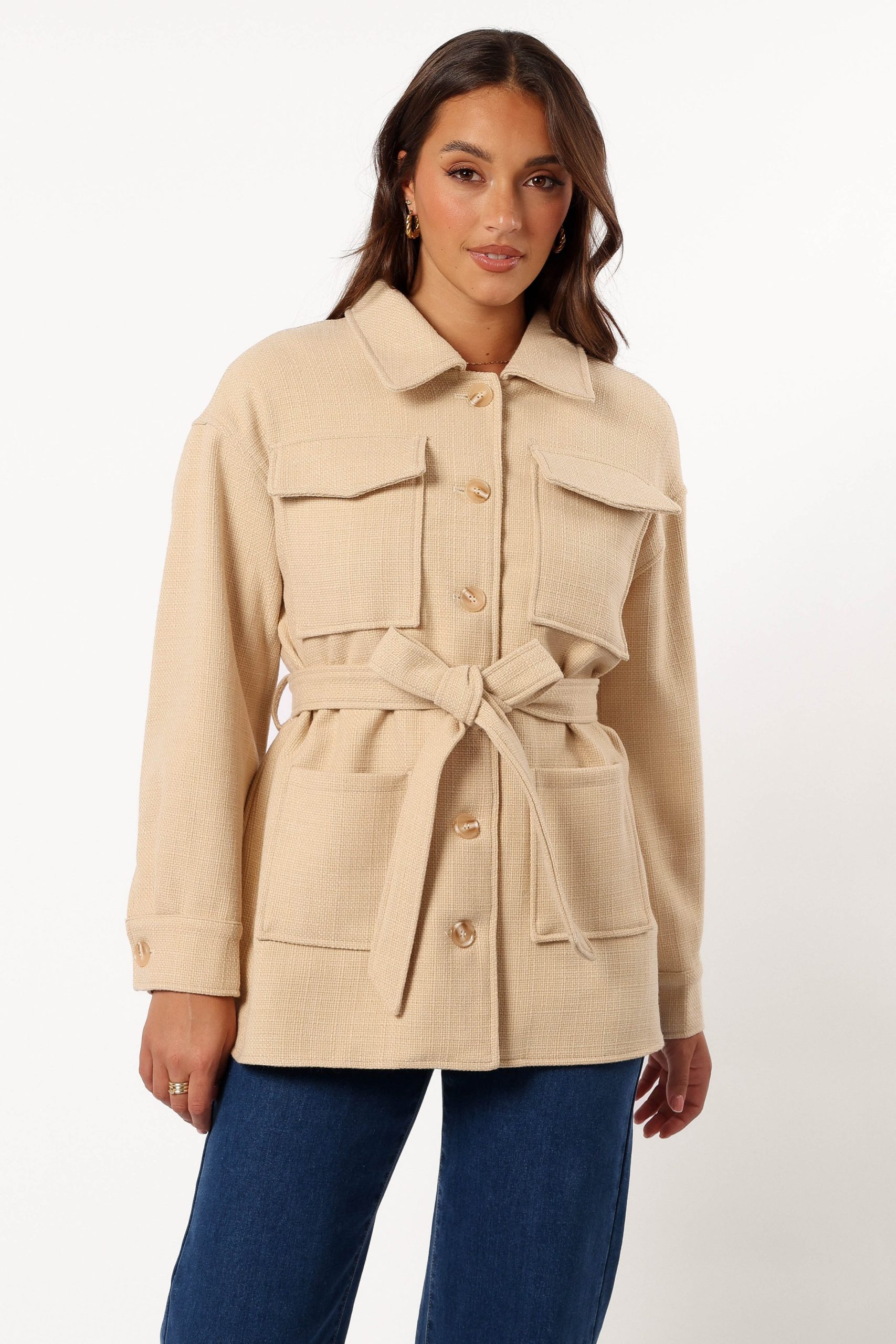 Arlow Tie Front Shacket - Cream - Image 12