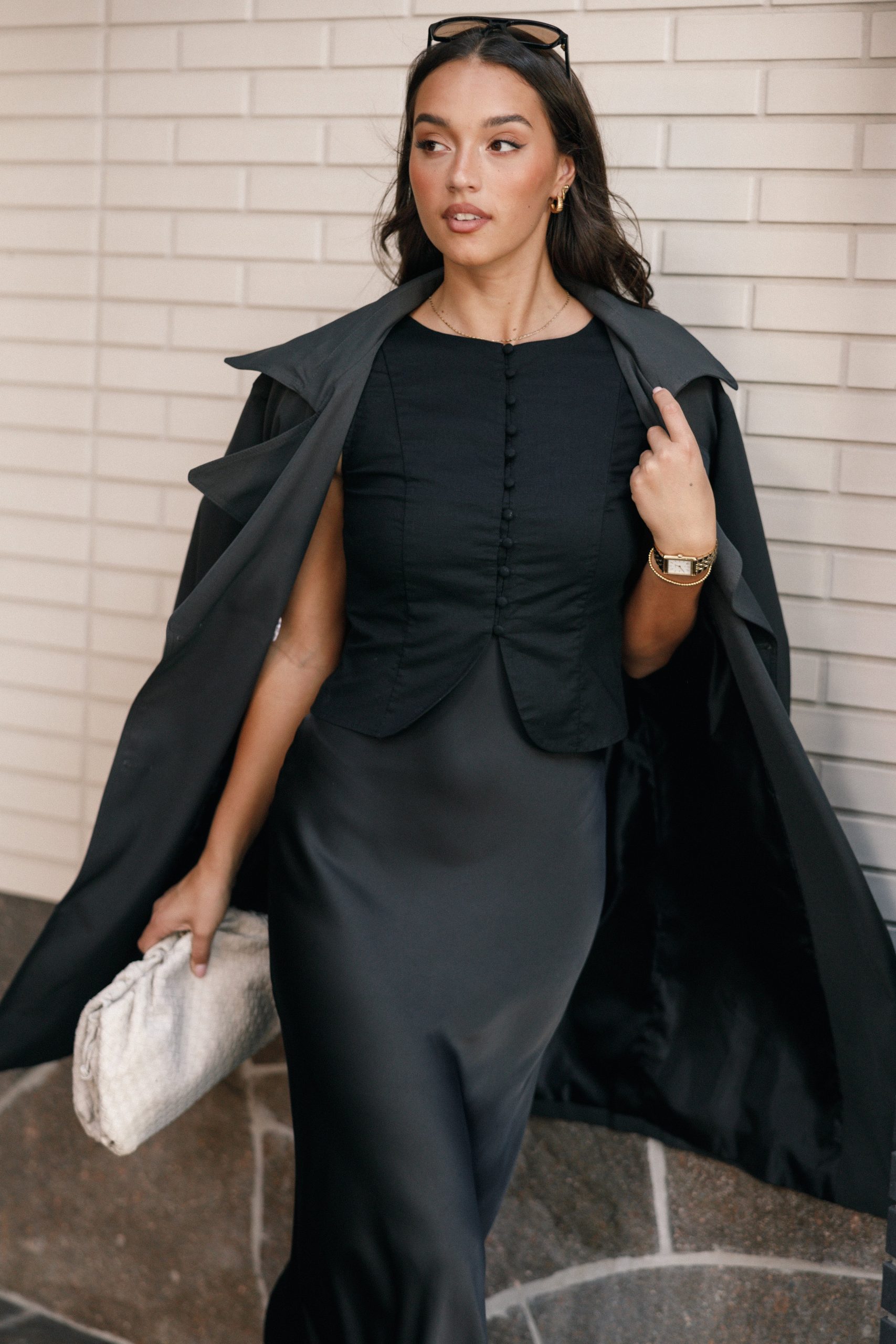 Billy Button Front Trench Coat - Charcoal - Image 2