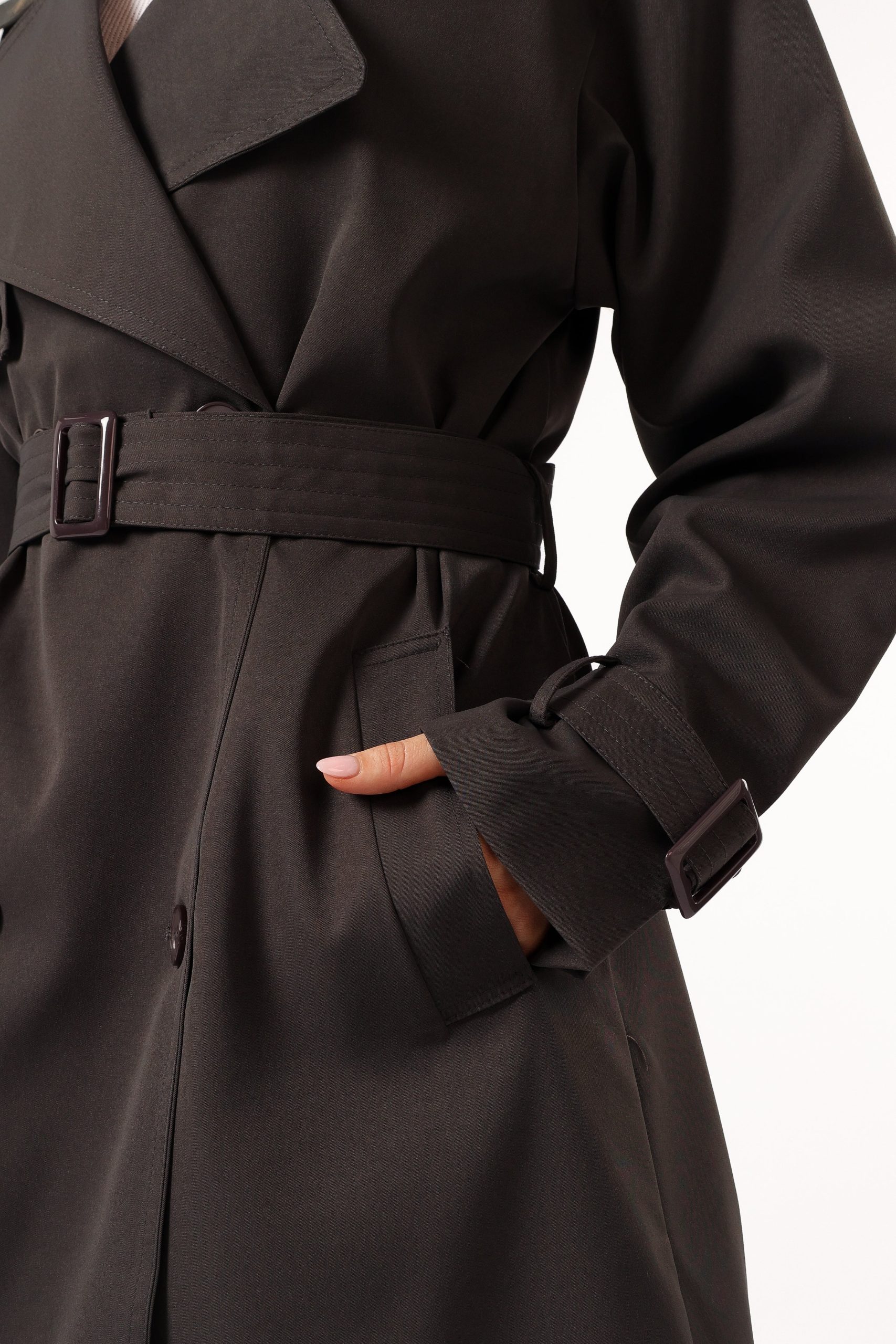 Billy Button Front Trench Coat - Charcoal - Image 4