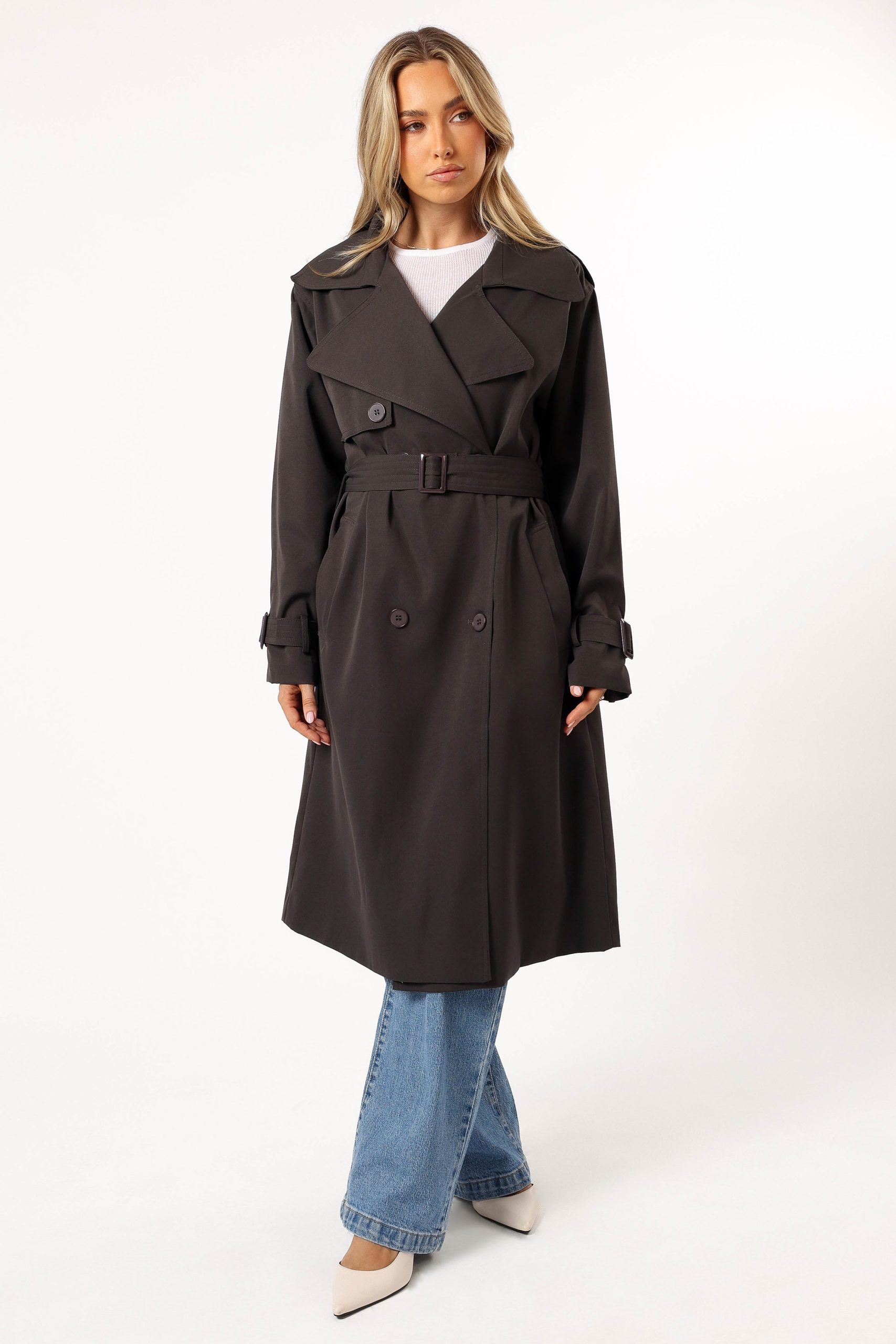 Billy Button Front Trench Coat - Charcoal - Image 3