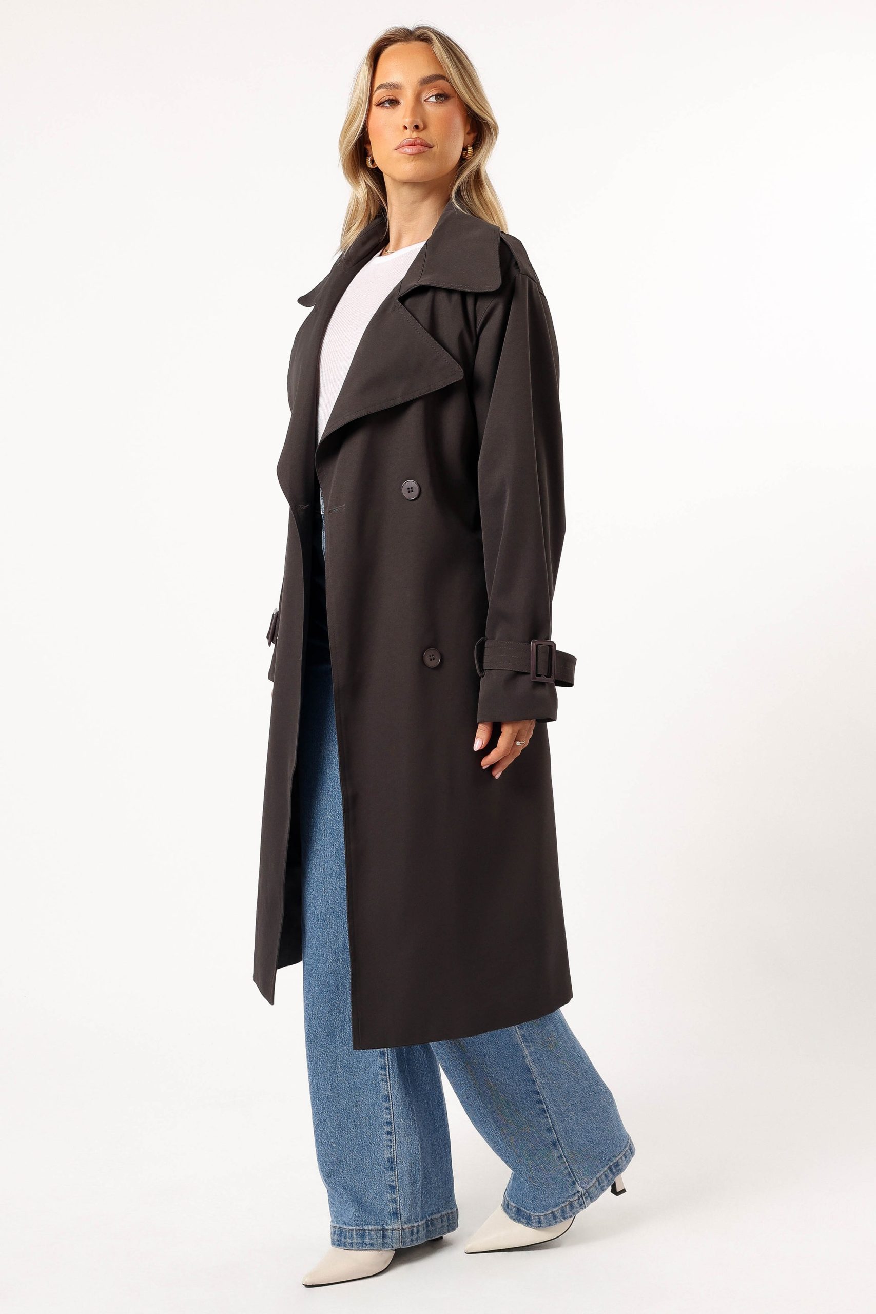 Billy Button Front Trench Coat - Charcoal - Image 6