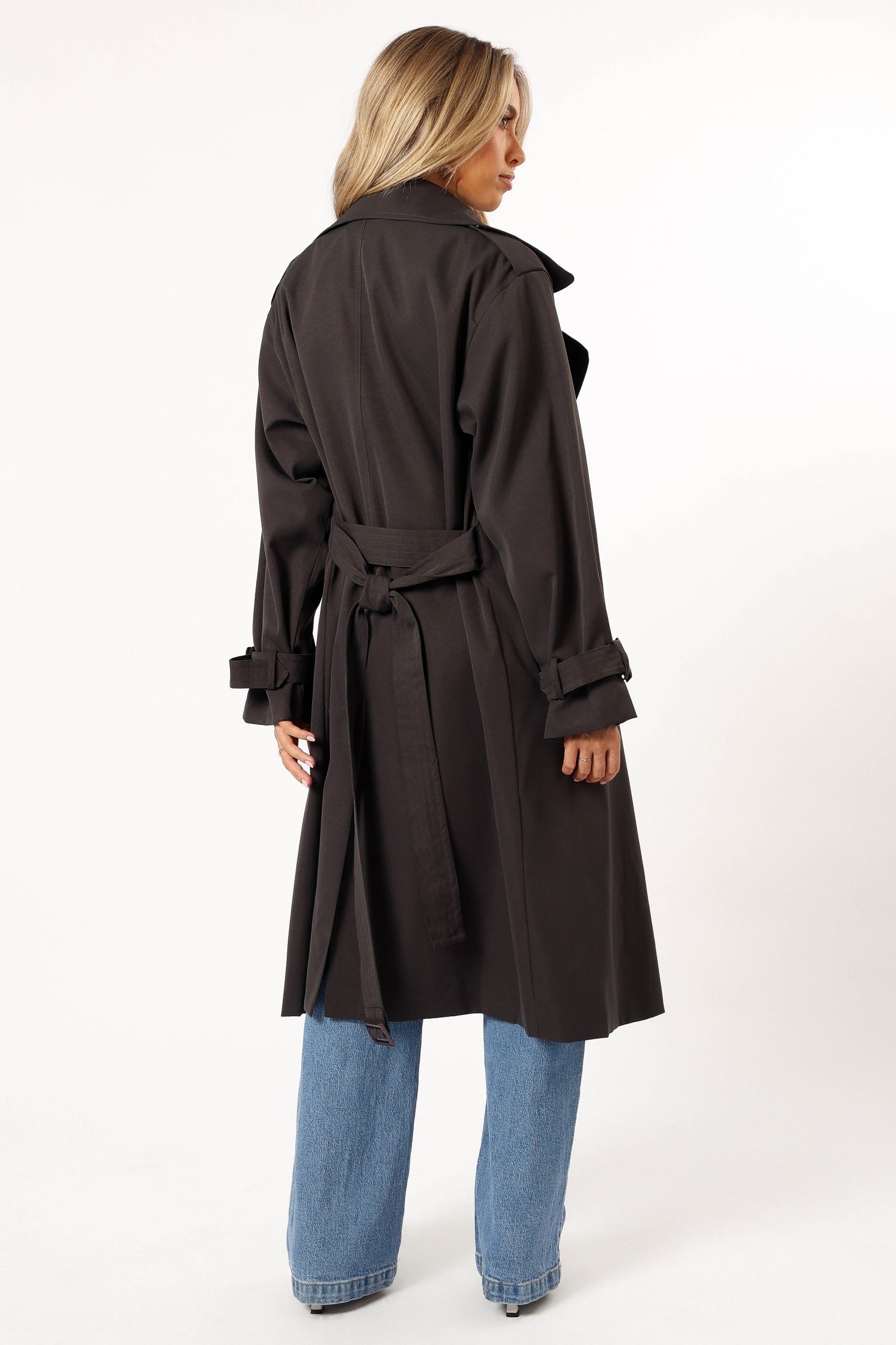 Billy Button Front Trench Coat - Charcoal - Image 7