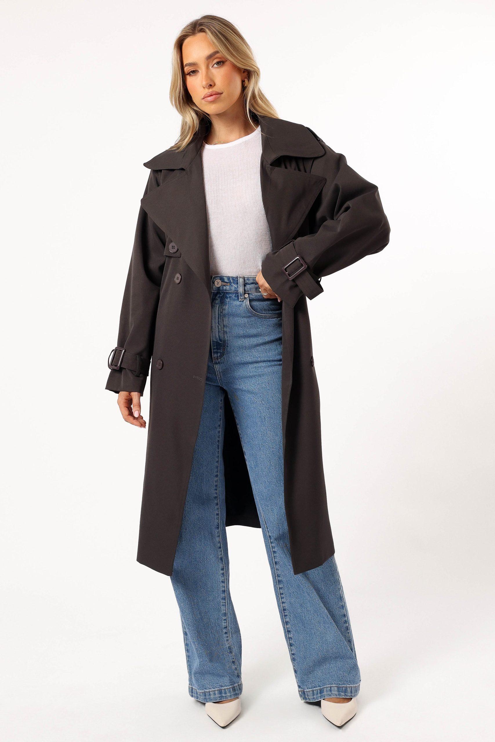 Billy Button Front Trench Coat - Charcoal - Image 8