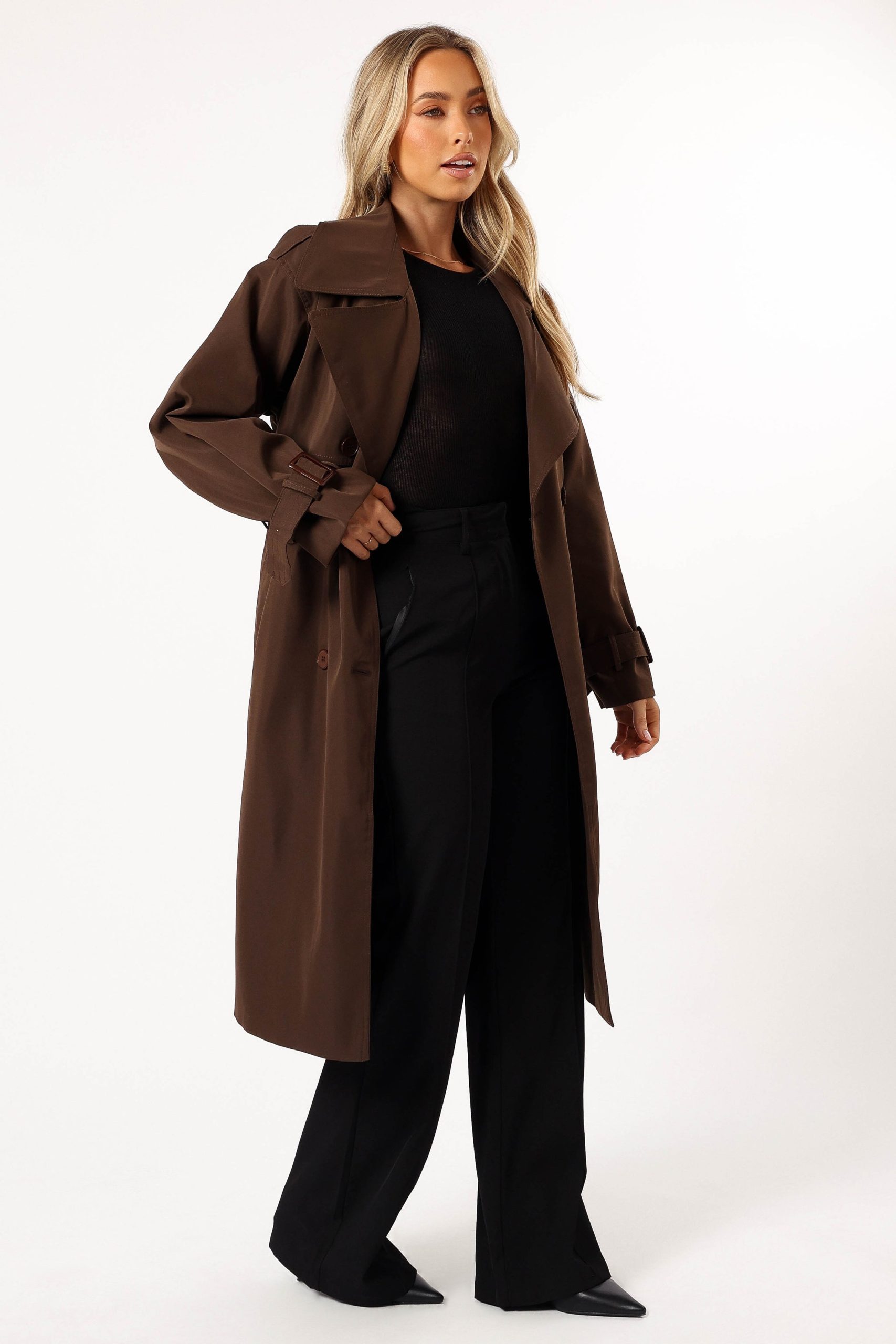 Billy Button Front Trench Coat - Chocolate Brown - Image 7
