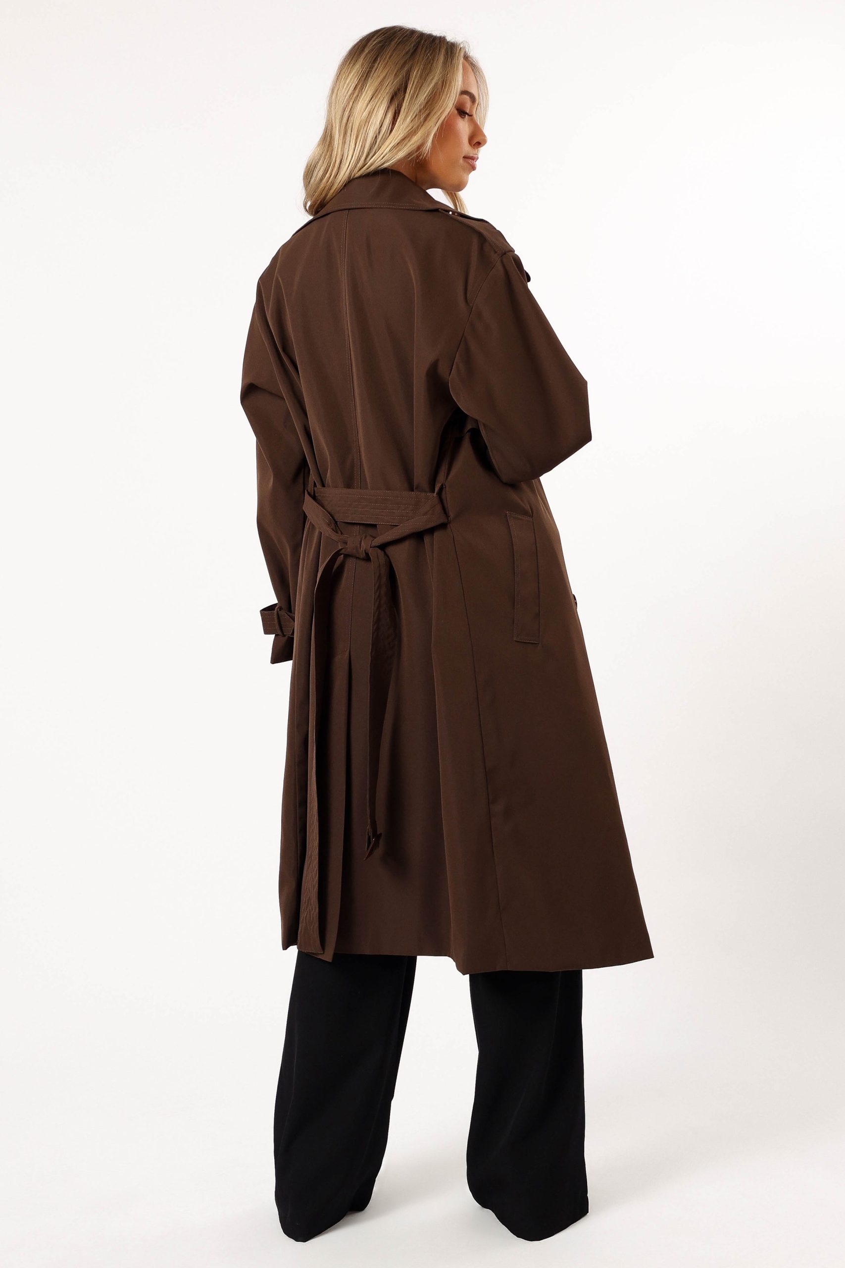 Billy Button Front Trench Coat - Chocolate Brown - Image 8