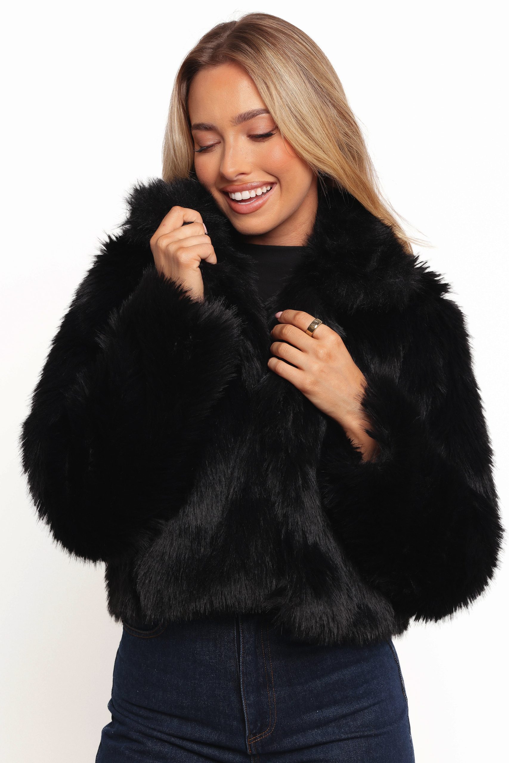 Bobbi Faux Fur Jacket - Black - Image 4