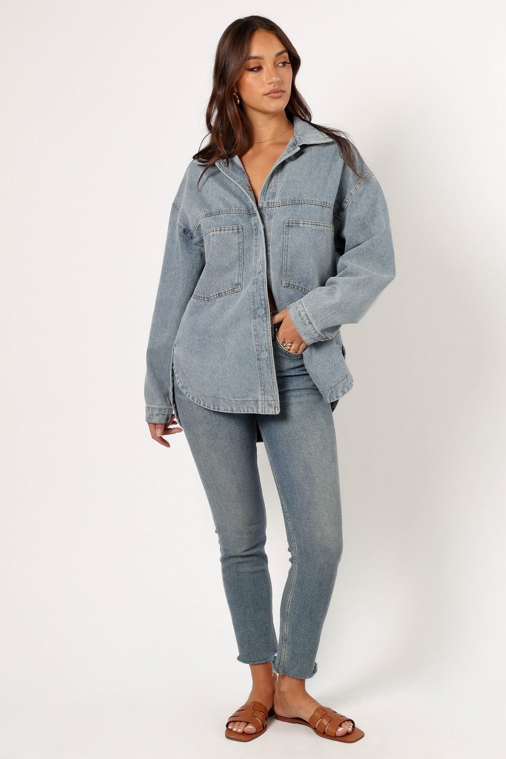 Cassie Oversized Denim Shacket - Blue - Image 2