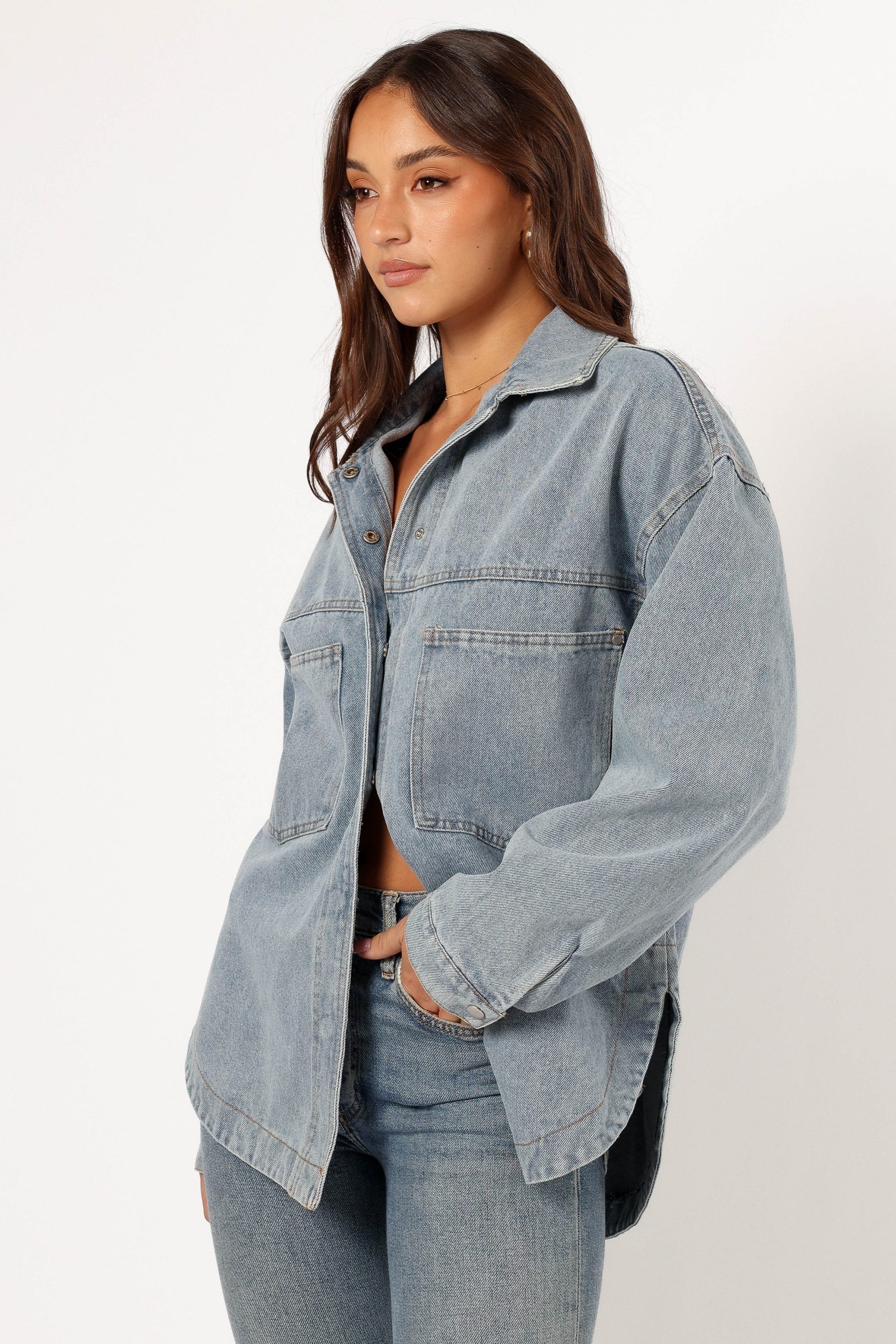 Cassie Oversized Denim Shacket - Blue - Image 4