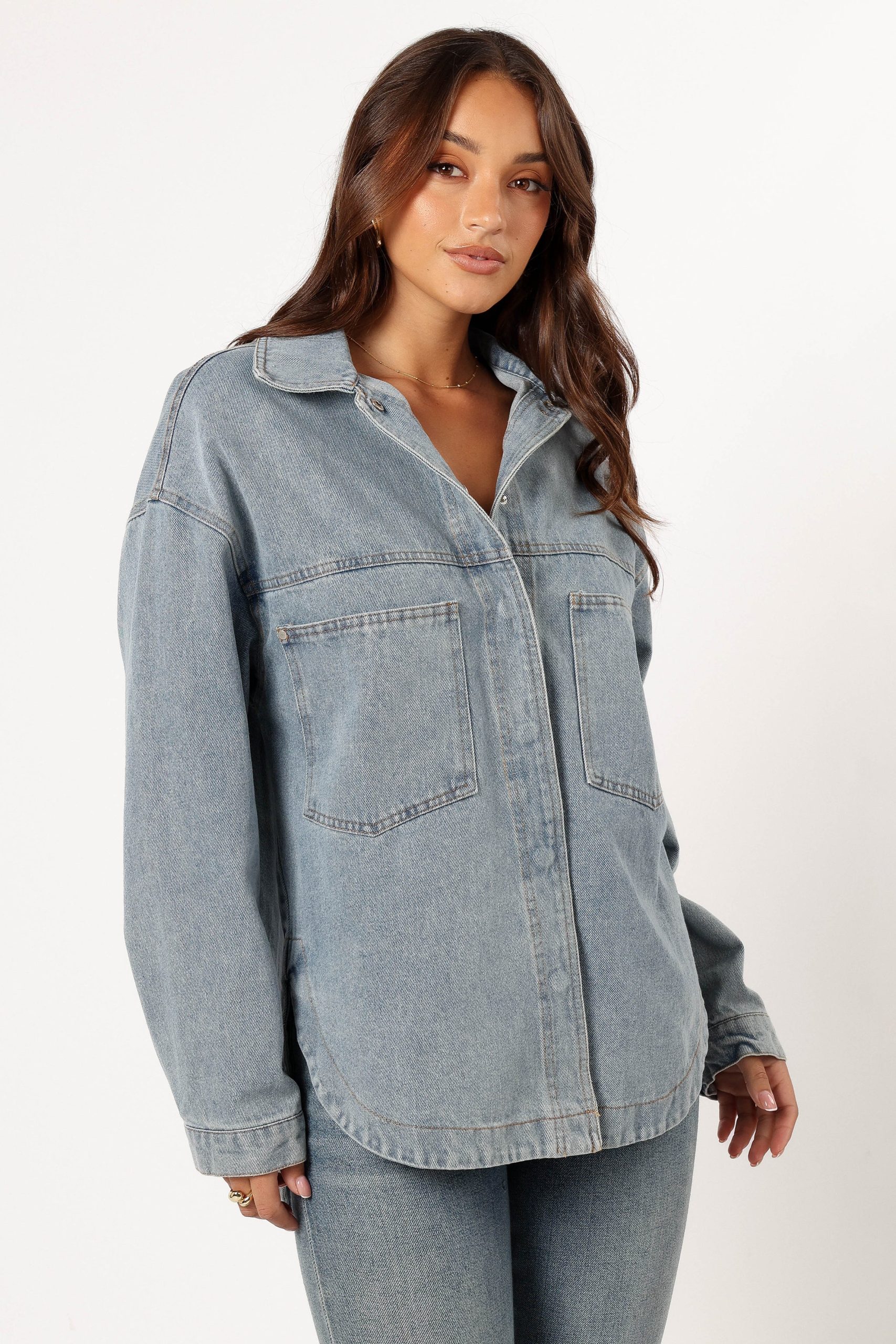 Cassie Oversized Denim Shacket - Blue - Image 6