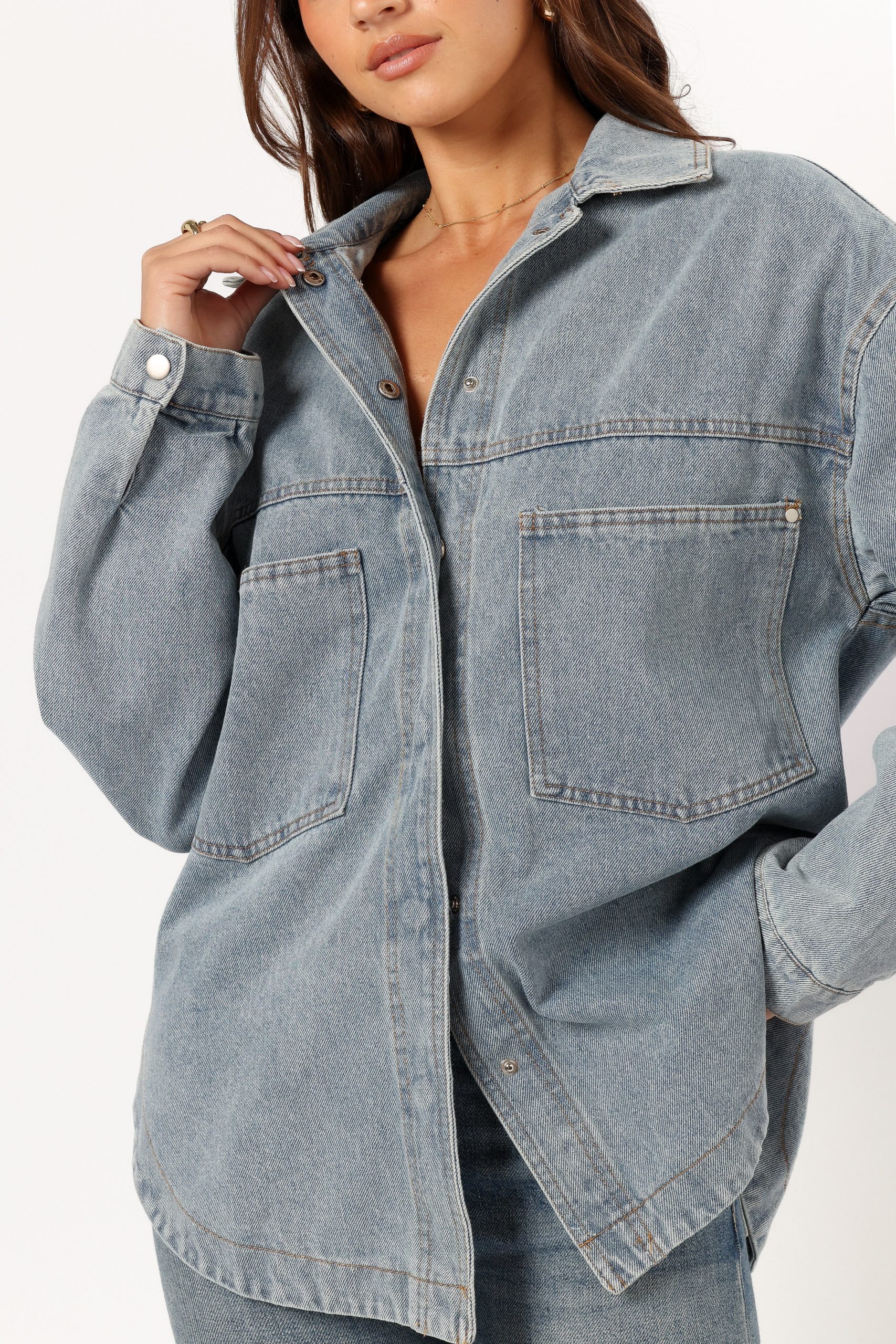 Cassie Oversized Denim Shacket - Blue - Image 8