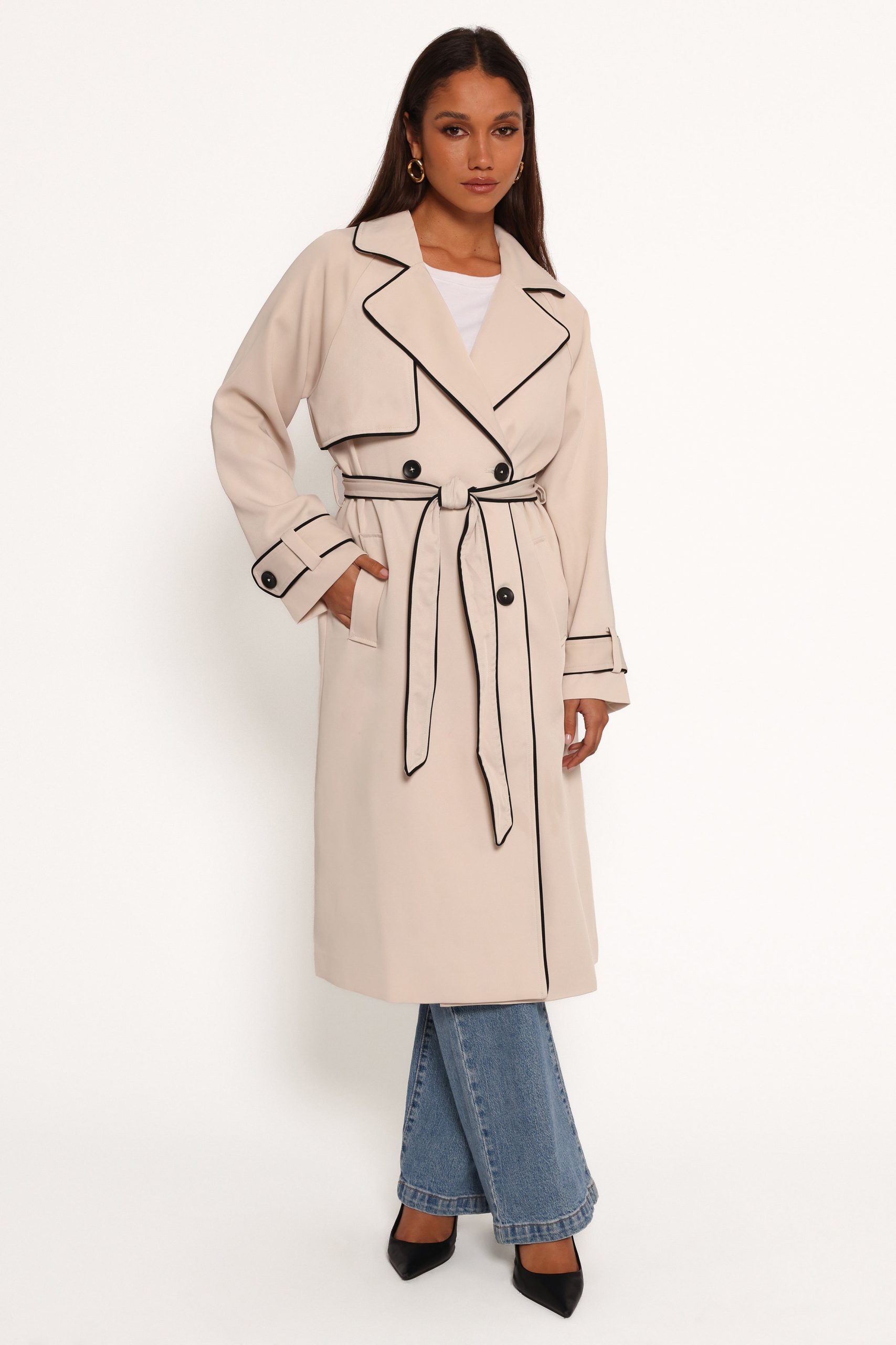 Cayenne Contrast Binding Trench Coat - Beige - Image 2
