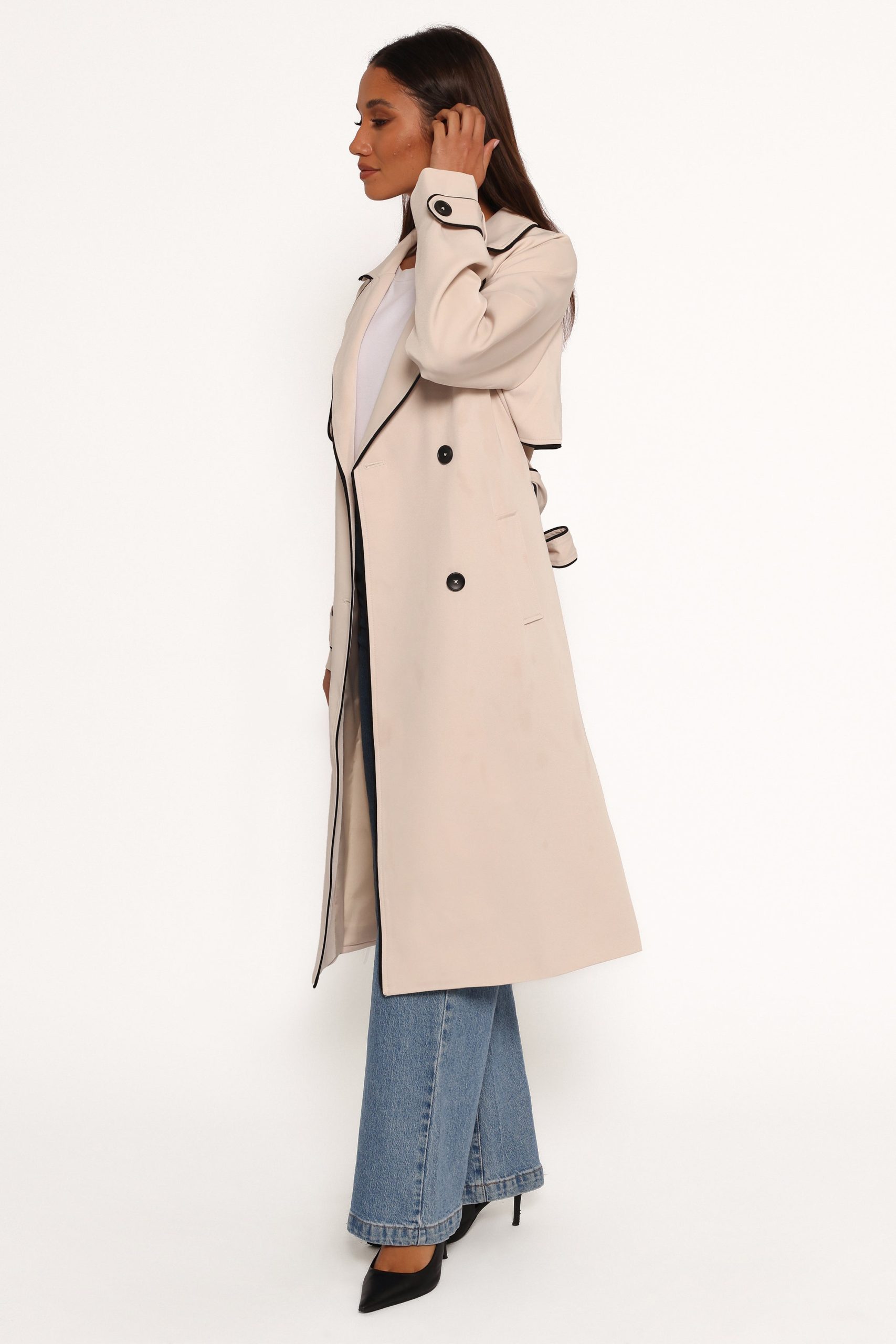 Cayenne Contrast Binding Trench Coat - Beige - Image 3