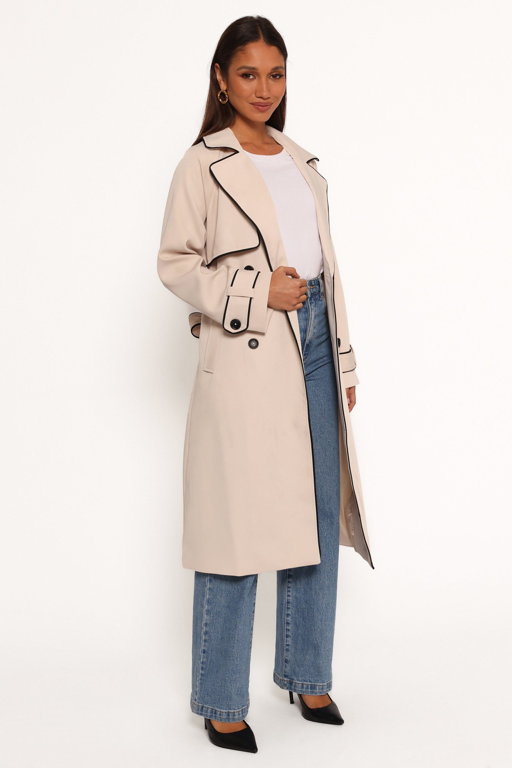 Cayenne Contrast Binding Trench Coat - Beige - Image 4