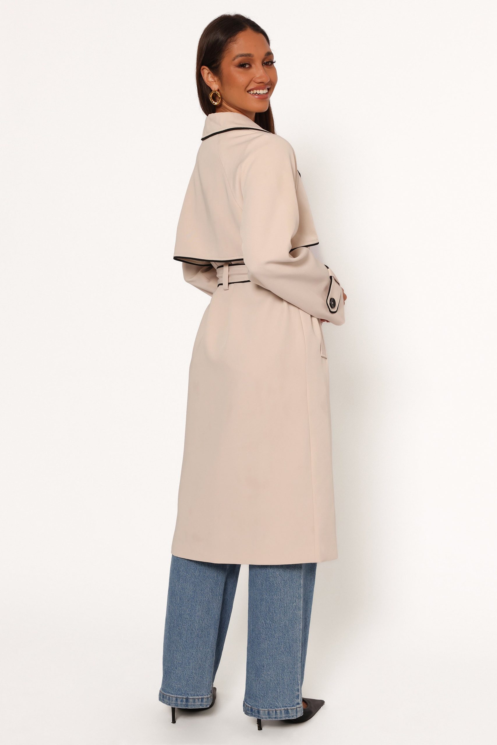 Cayenne Contrast Binding Trench Coat - Beige - Image 5