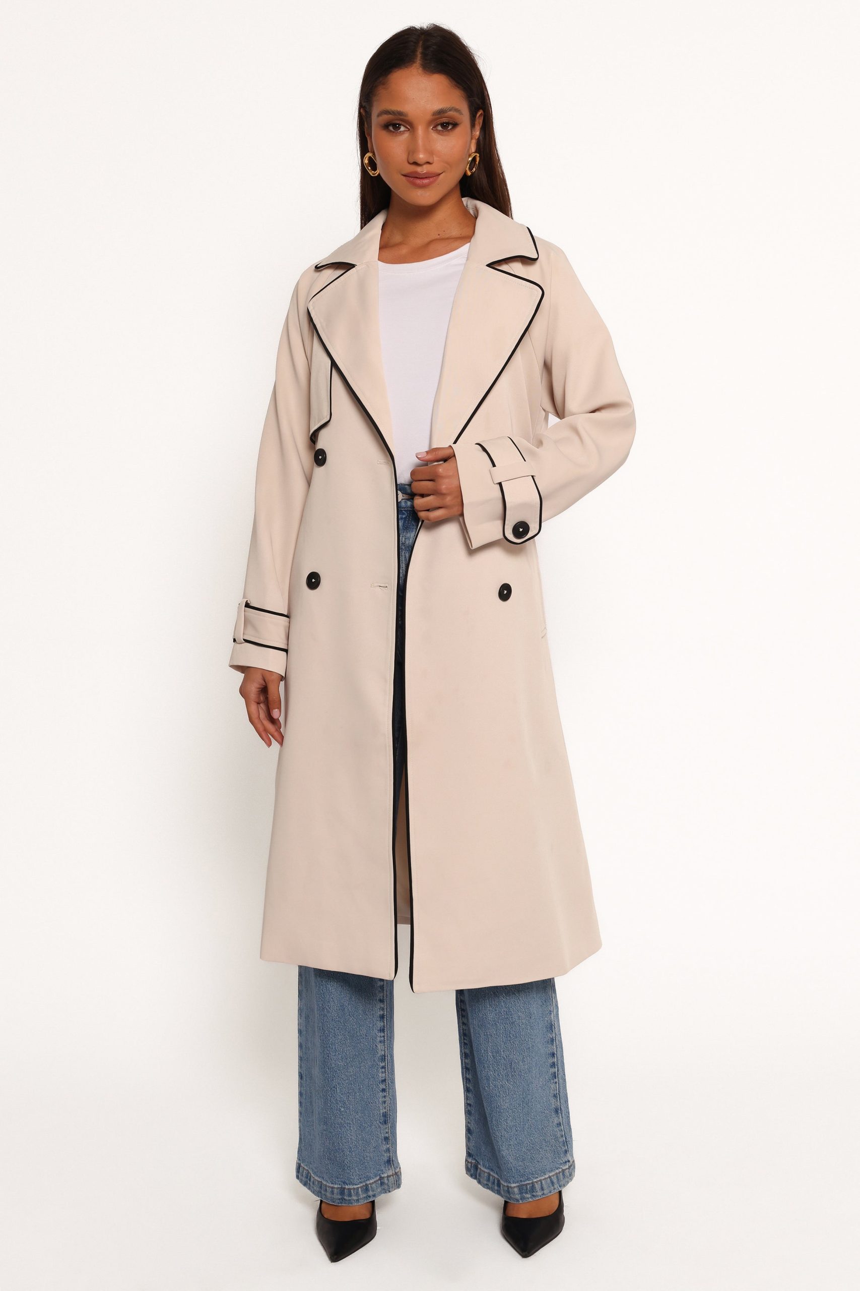 Cayenne Contrast Binding Trench Coat - Beige - Image 6