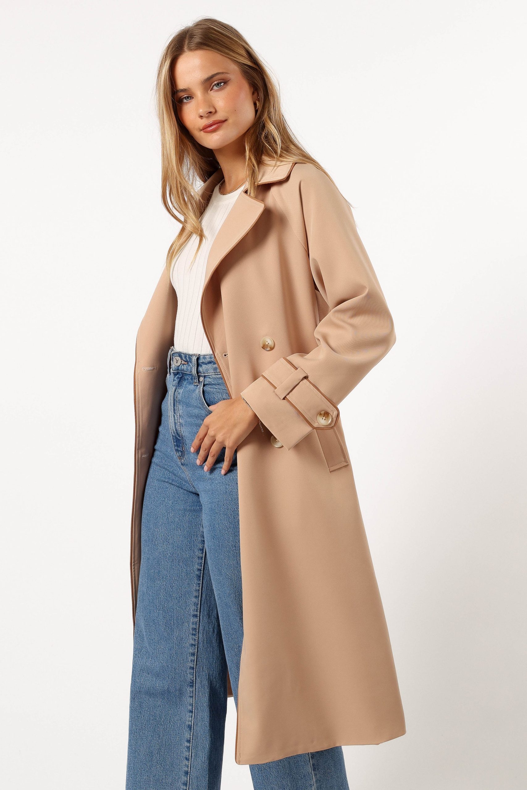 Cayenne Contrast Binding Trench Coat - Camel - Image 4