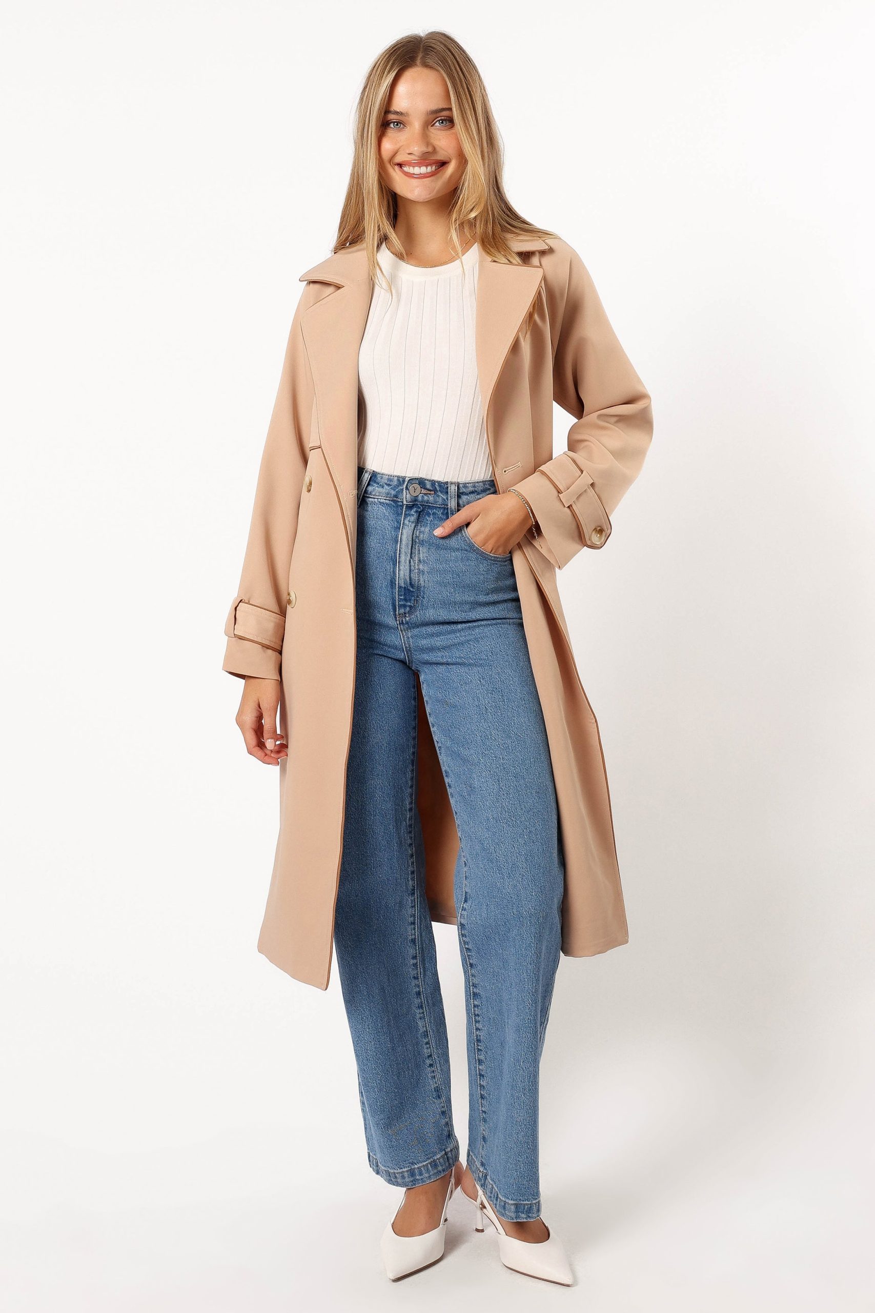 Cayenne Contrast Binding Trench Coat - Camel - Image 3