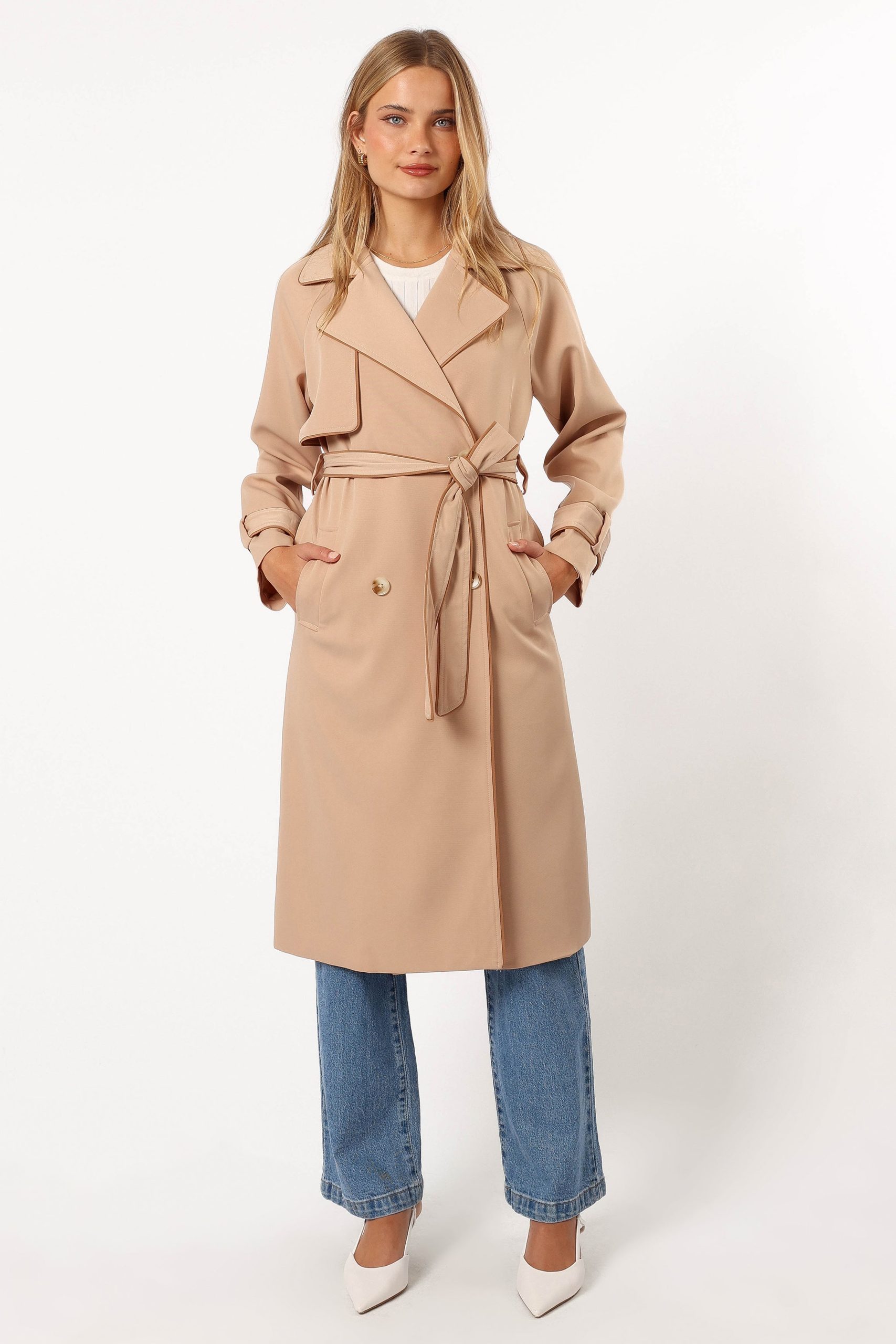 Cayenne Contrast Binding Trench Coat - Camel - Image 9