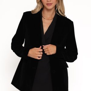 Clive Velvet Blazer - Black
