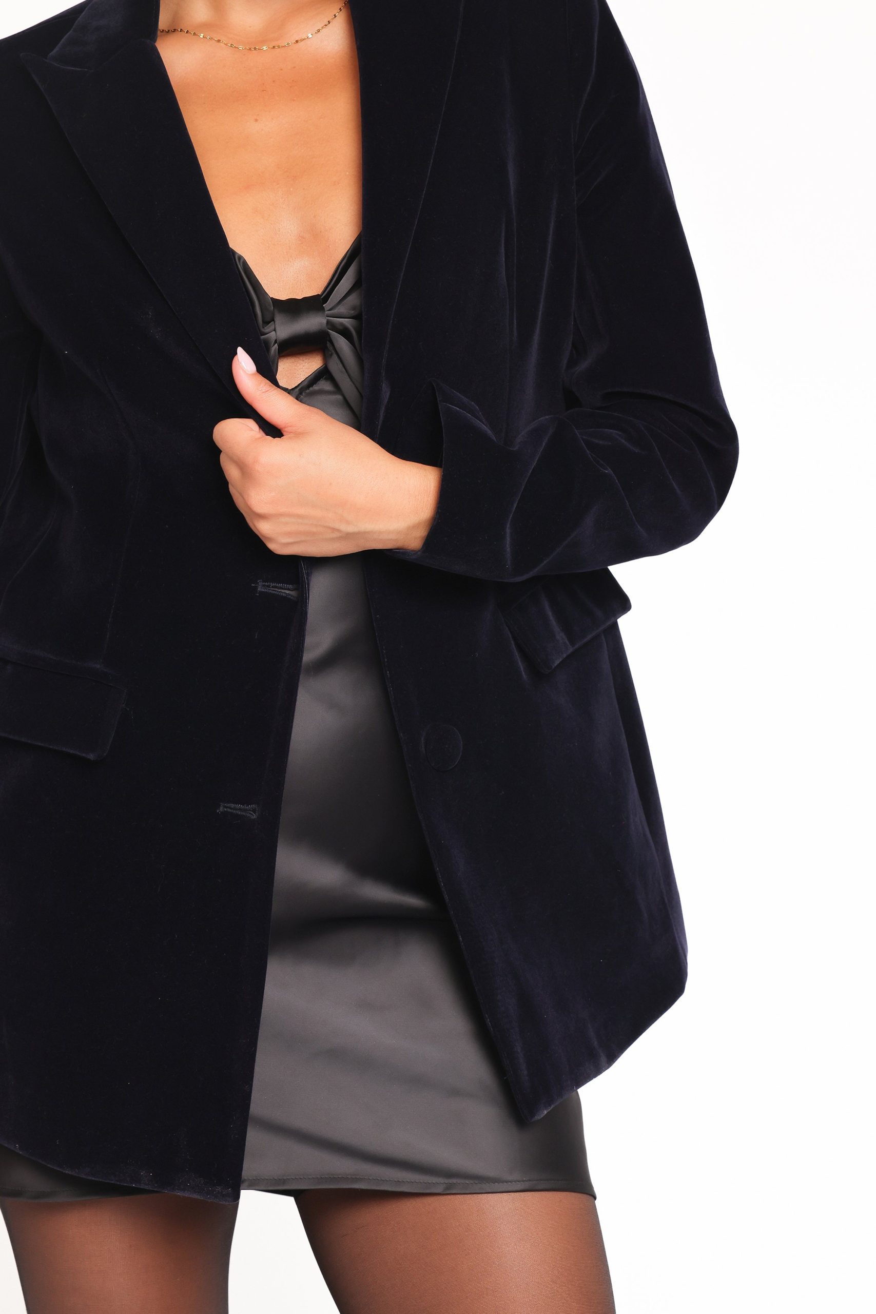 Clive Velvet Blazer - Navy - Image 2