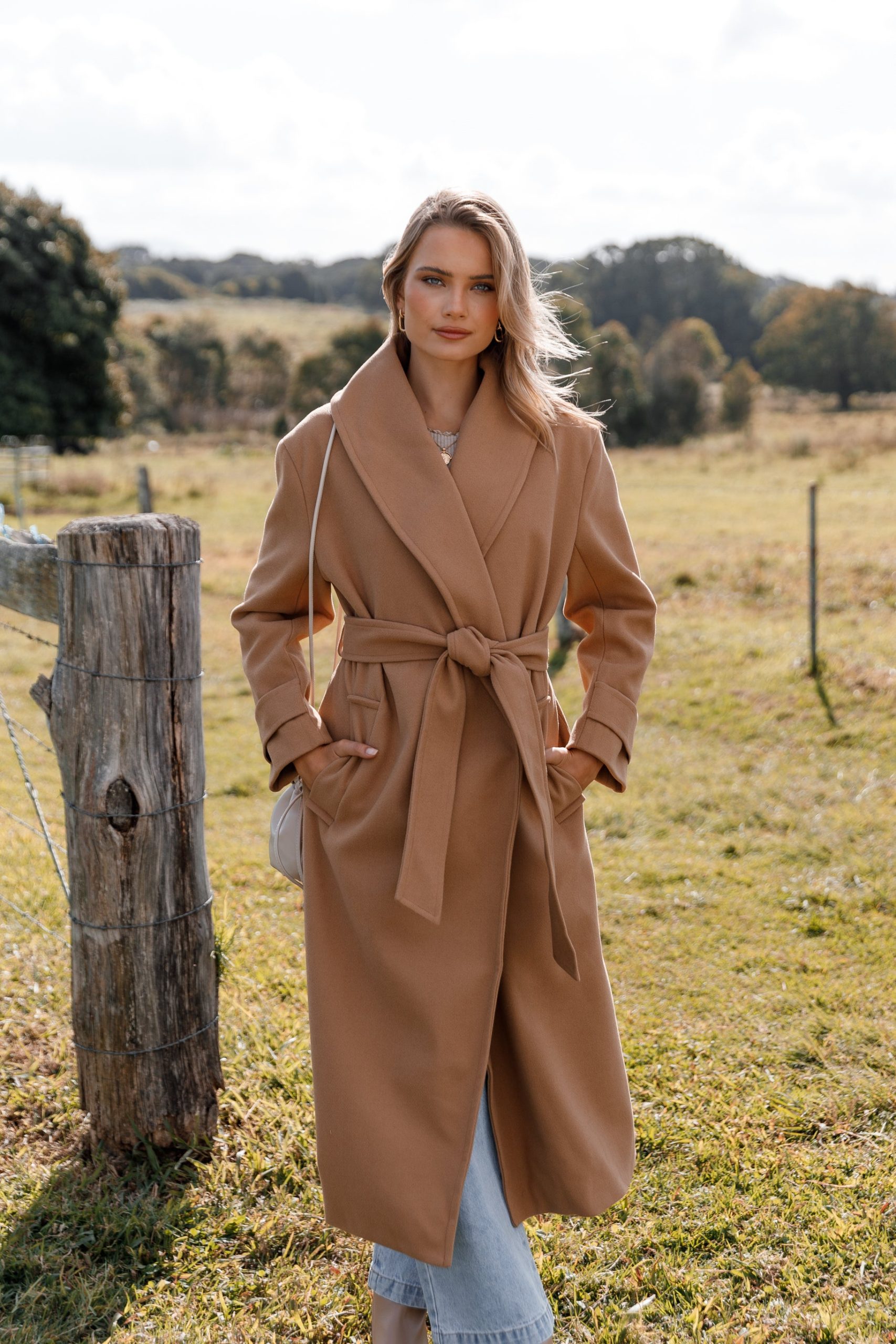Emersyn Tie Front Coat - Camel - Image 2