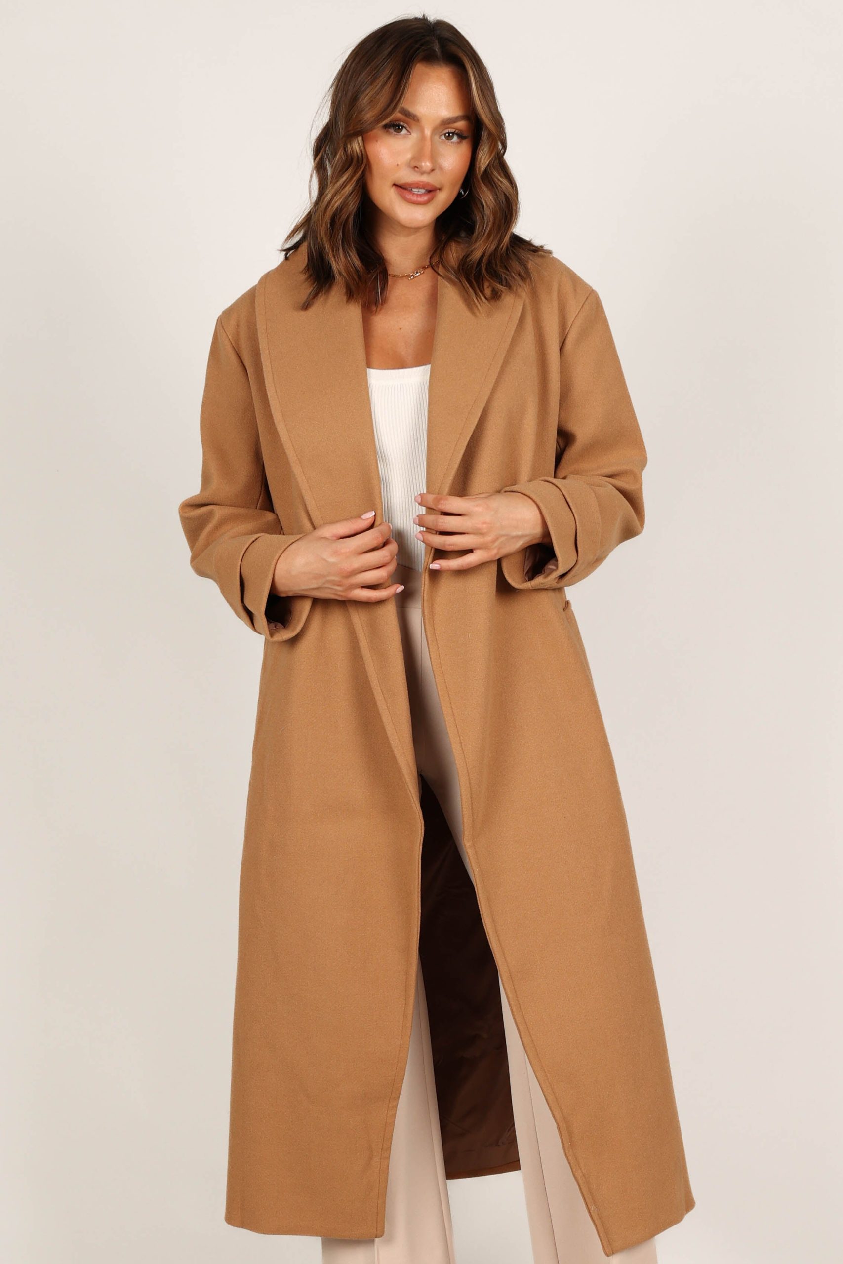 Emersyn Tie Front Coat - Camel - Image 3