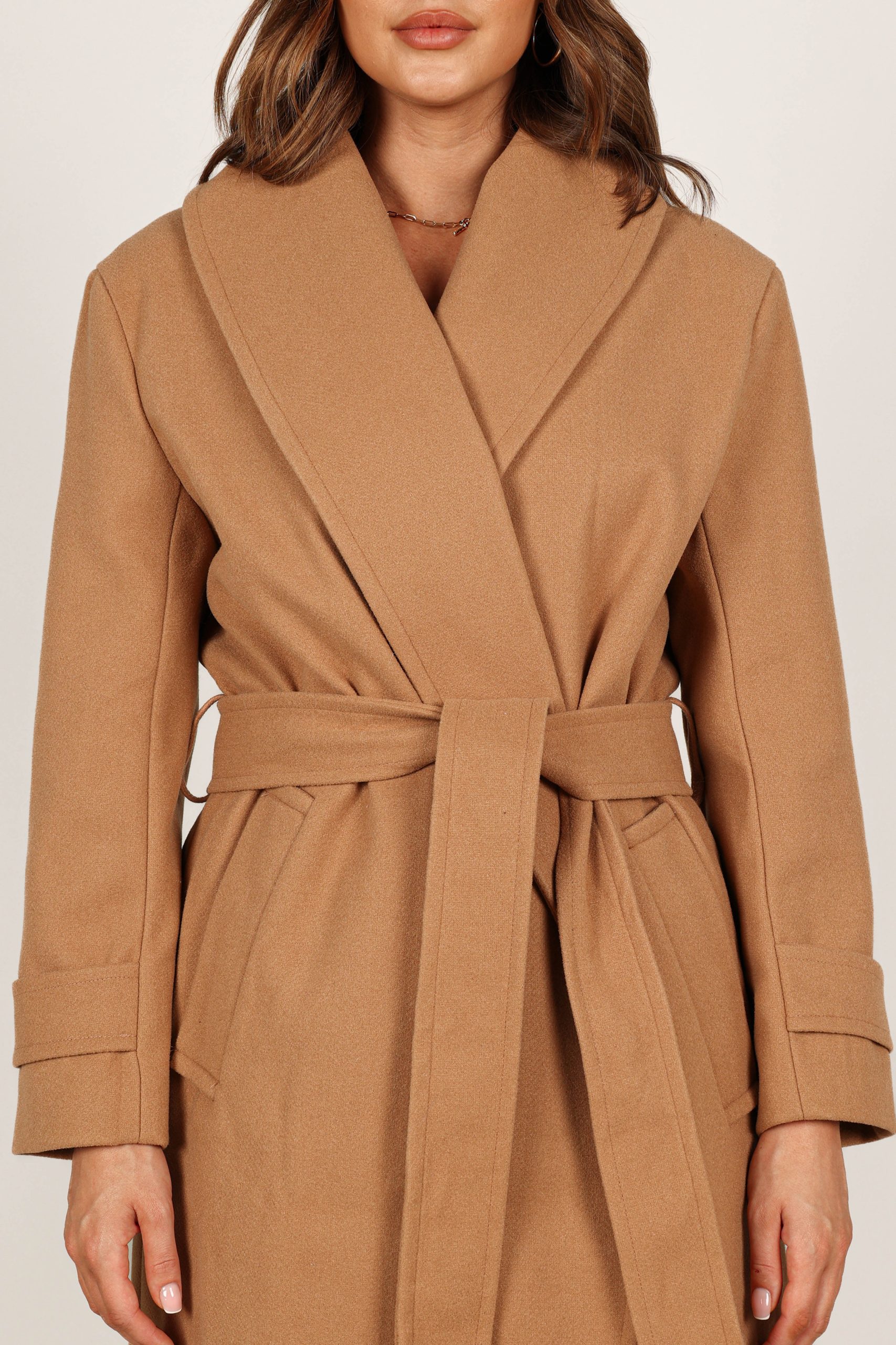 Emersyn Tie Front Coat - Camel - Image 4