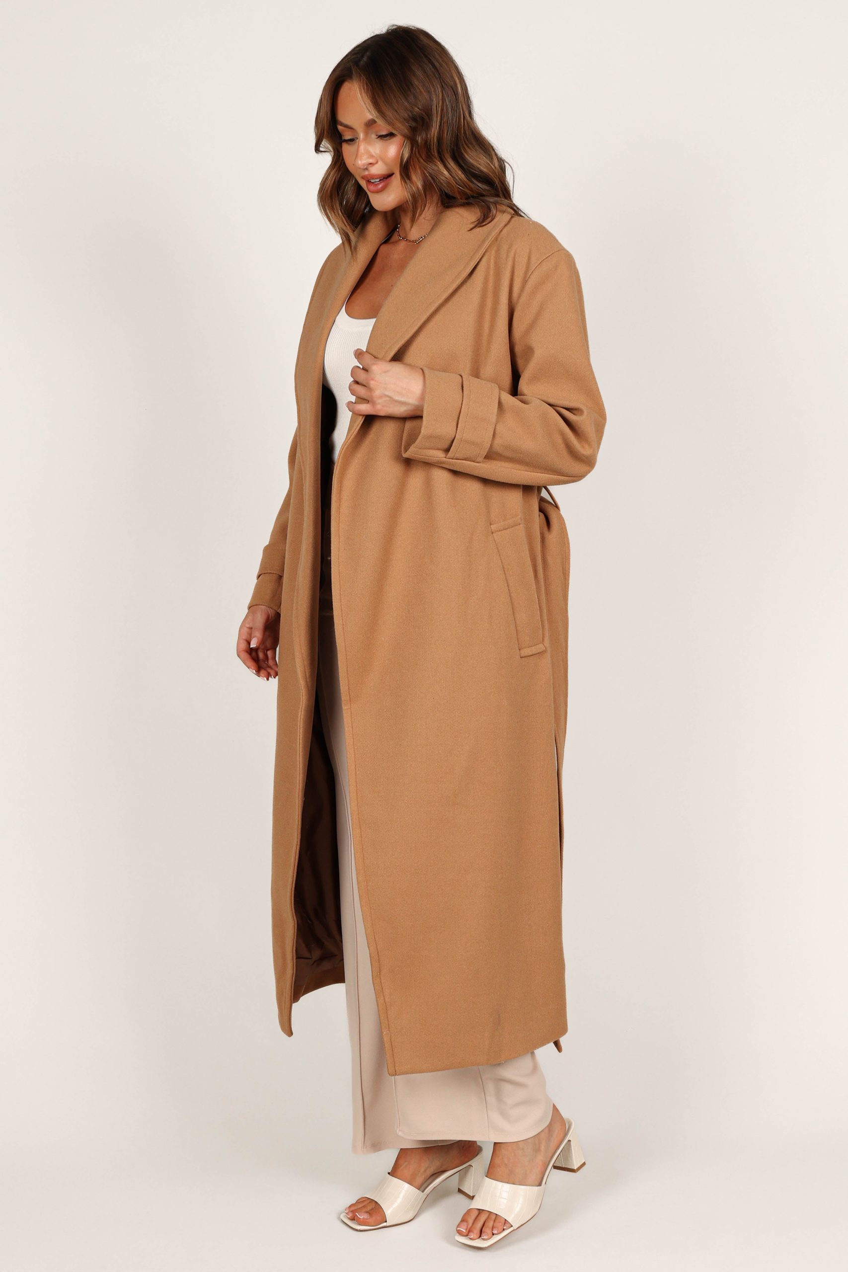Emersyn Tie Front Coat - Camel - Image 7