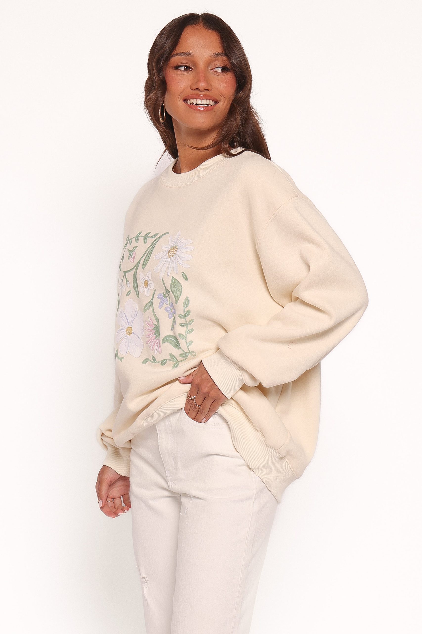 Flower Garden Graphic Sweatshirt - Cream - Image 3