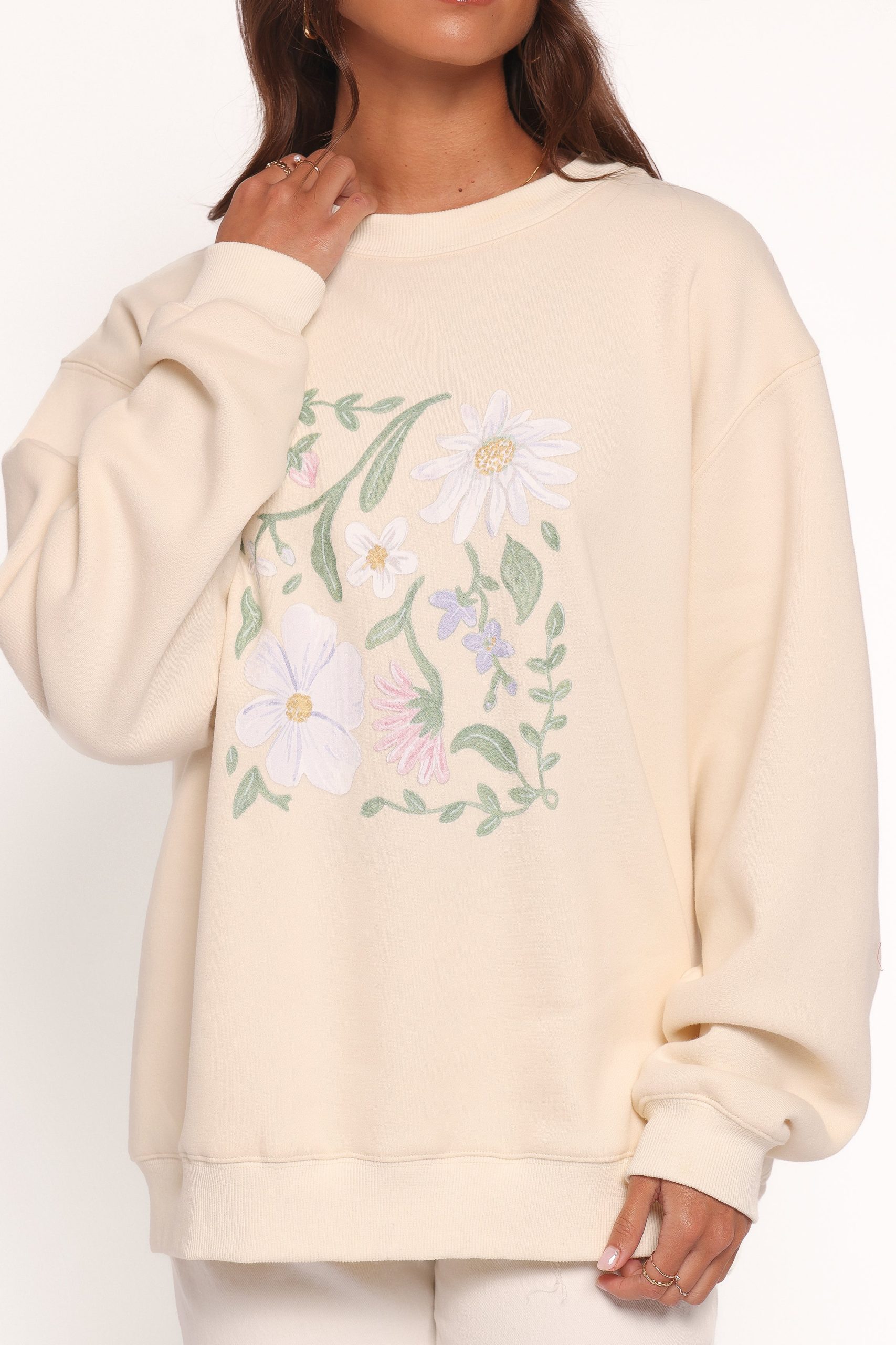Flower Garden Graphic Sweatshirt - Cream - Image 2