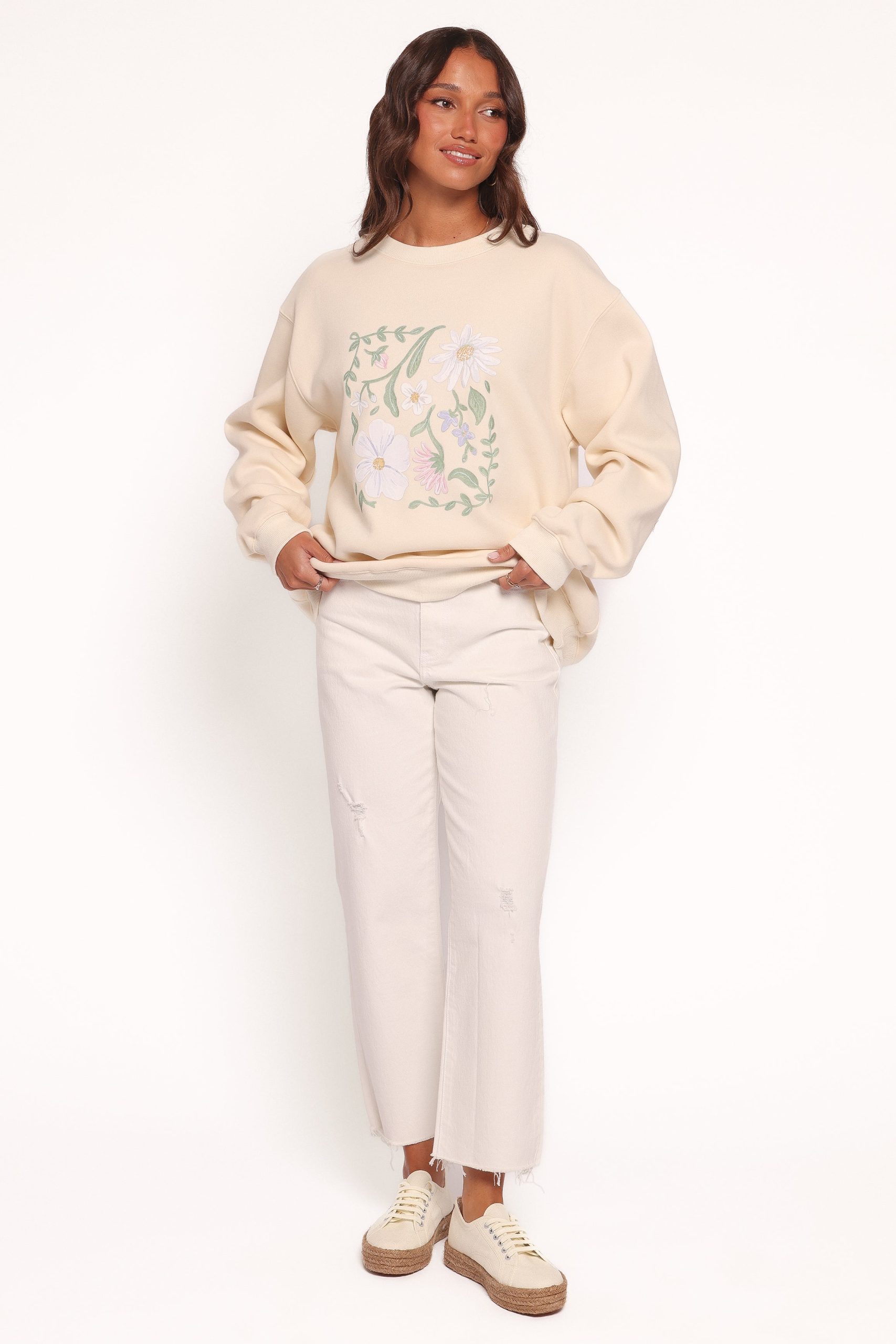 Flower Garden Graphic Sweatshirt - Cream - Image 5