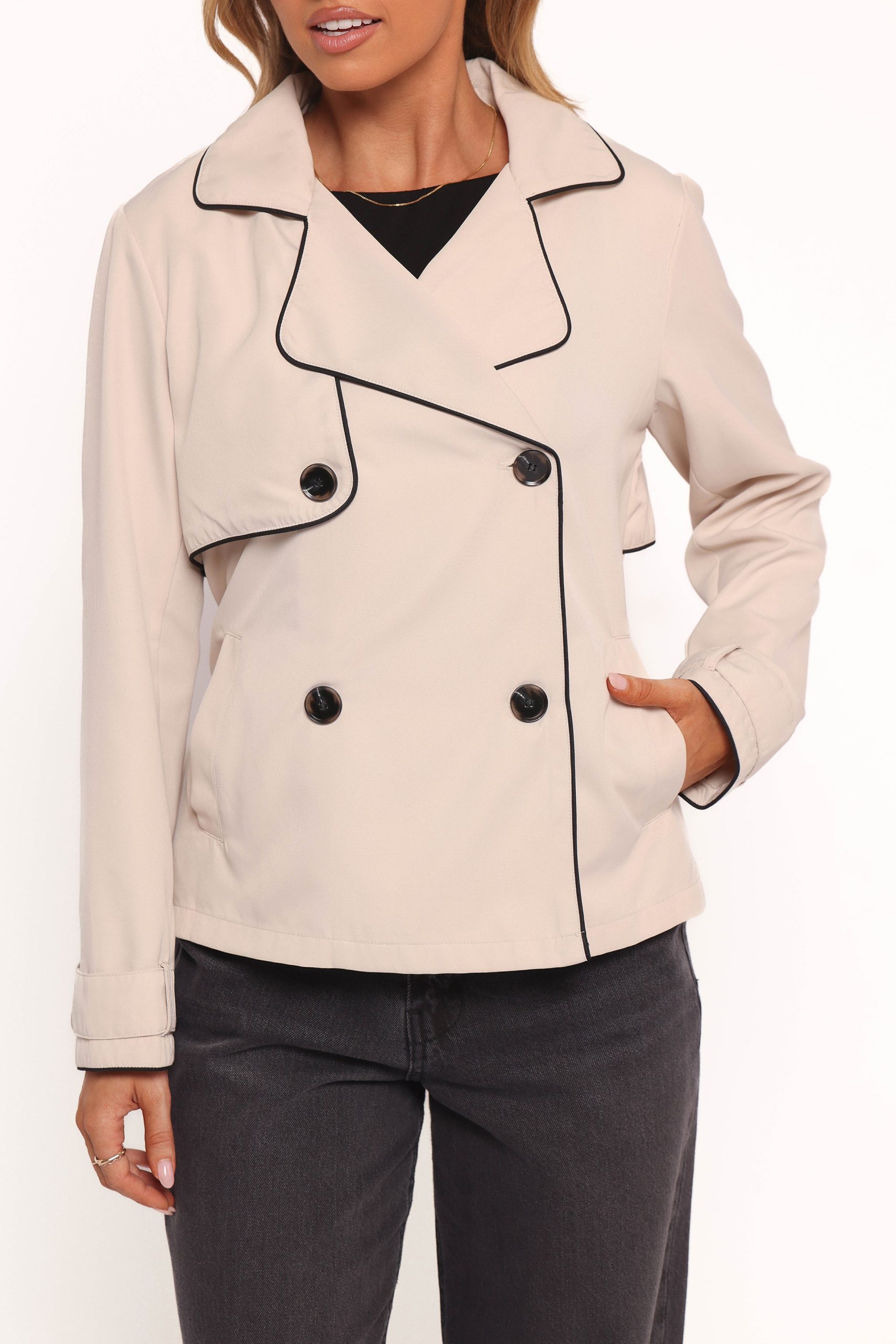 Franklin Cropped Trench - Ecru - Image 2