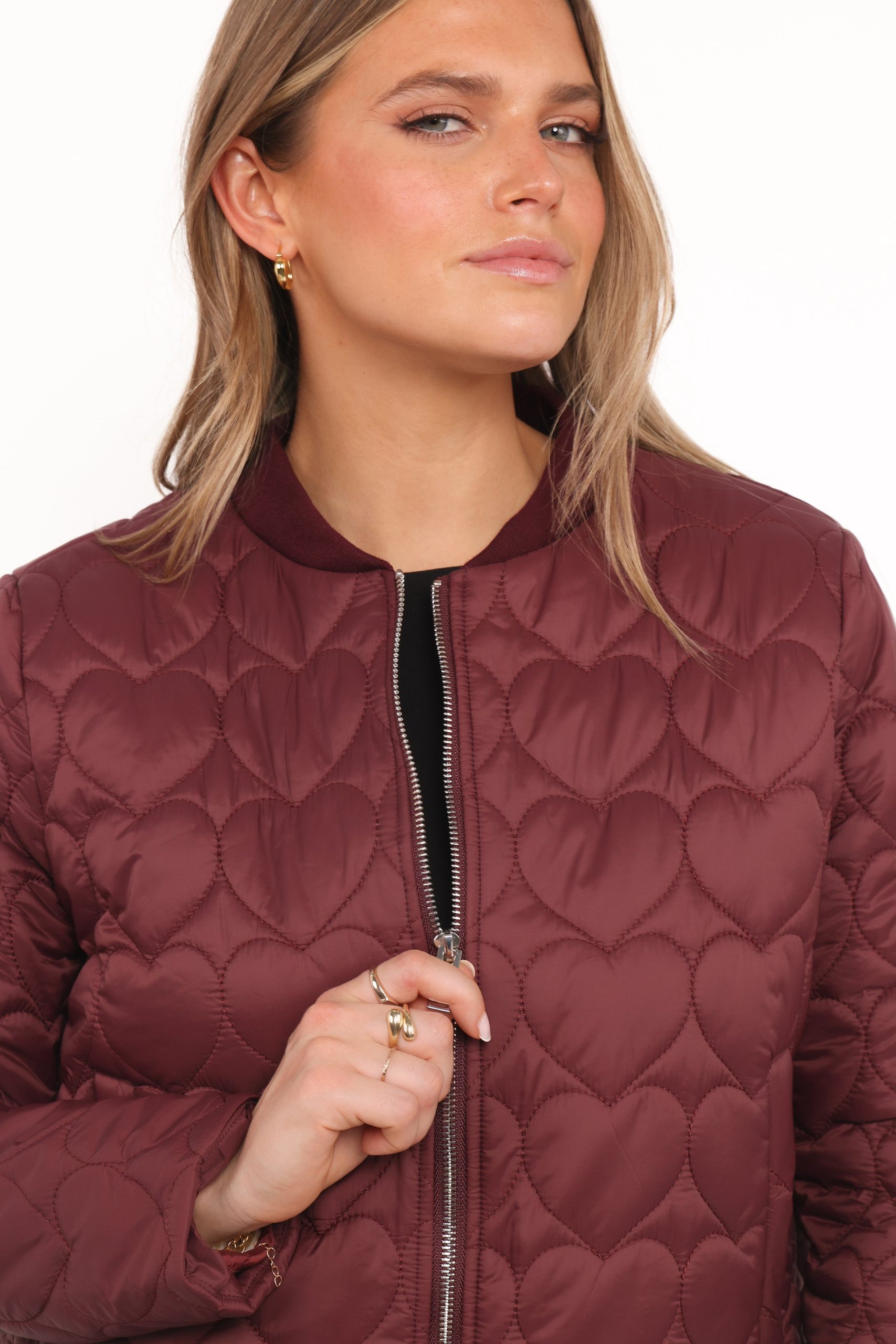 Genevieve Quilted Bomber - Cherry - Image 5