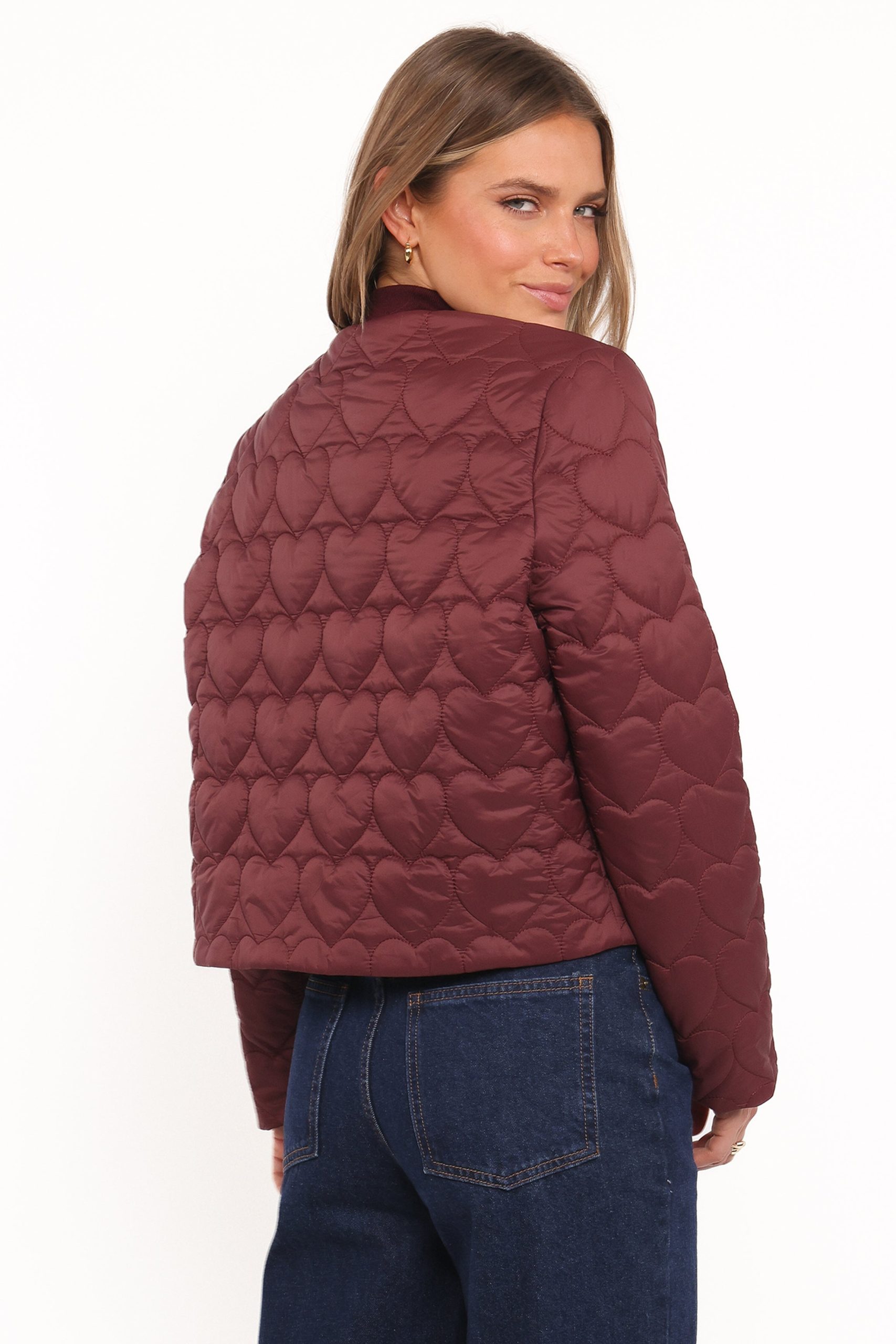 Genevieve Quilted Bomber - Cherry - Image 4