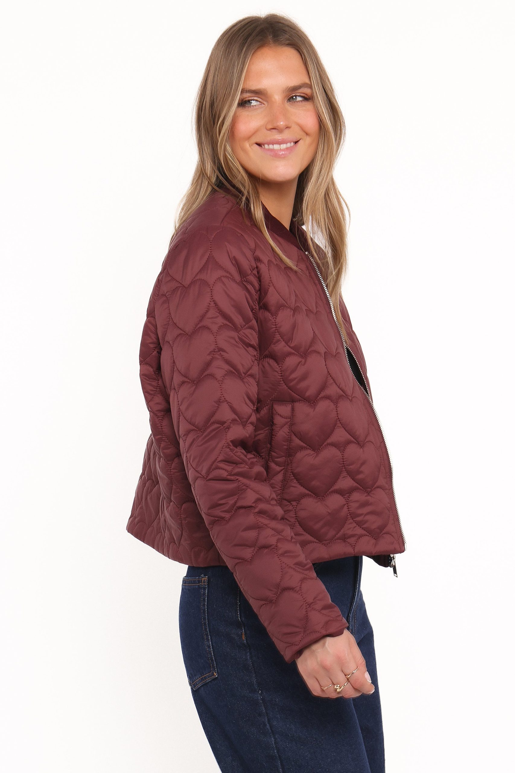 Genevieve Quilted Bomber - Cherry - Image 3