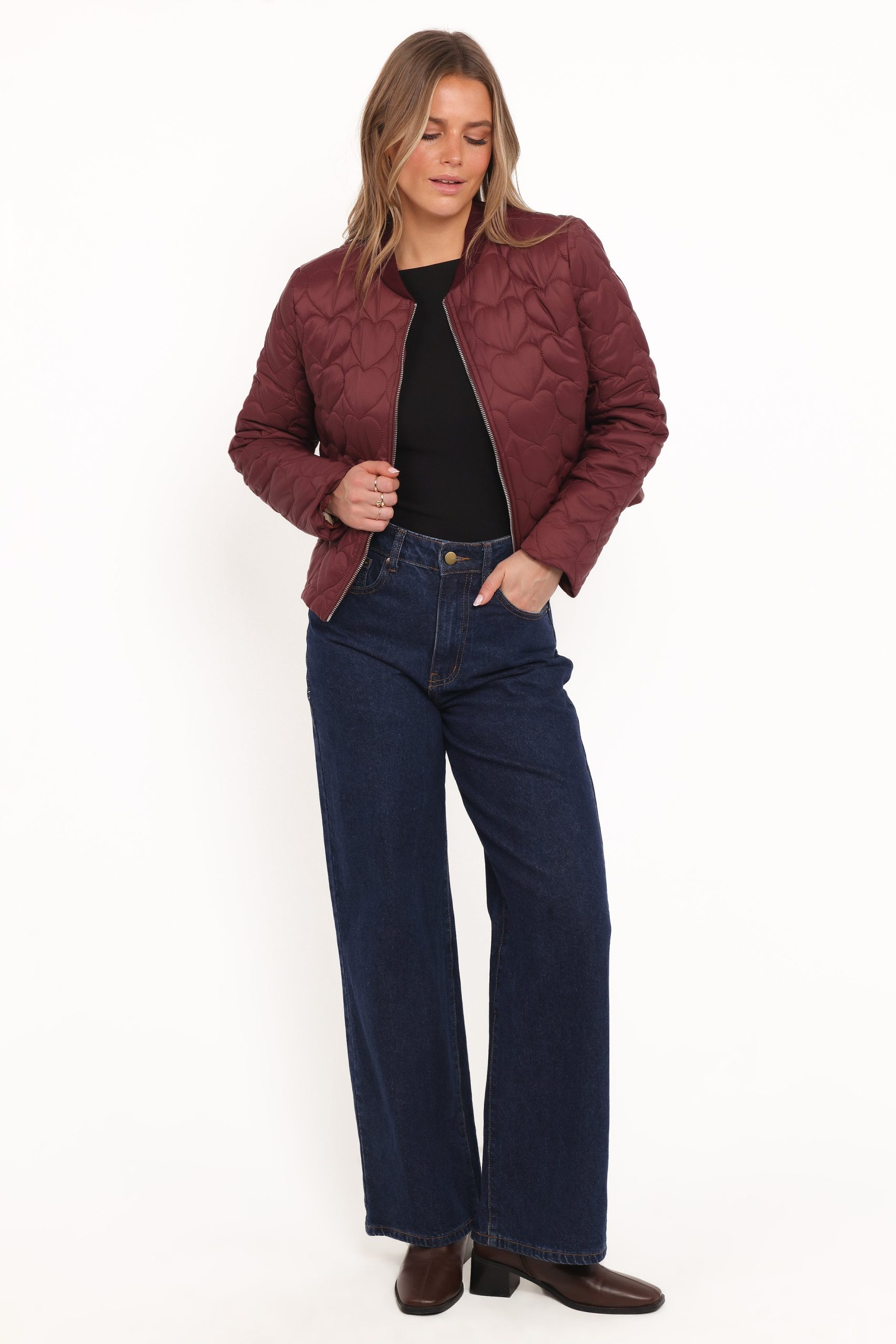 Genevieve Quilted Bomber - Cherry - Image 2