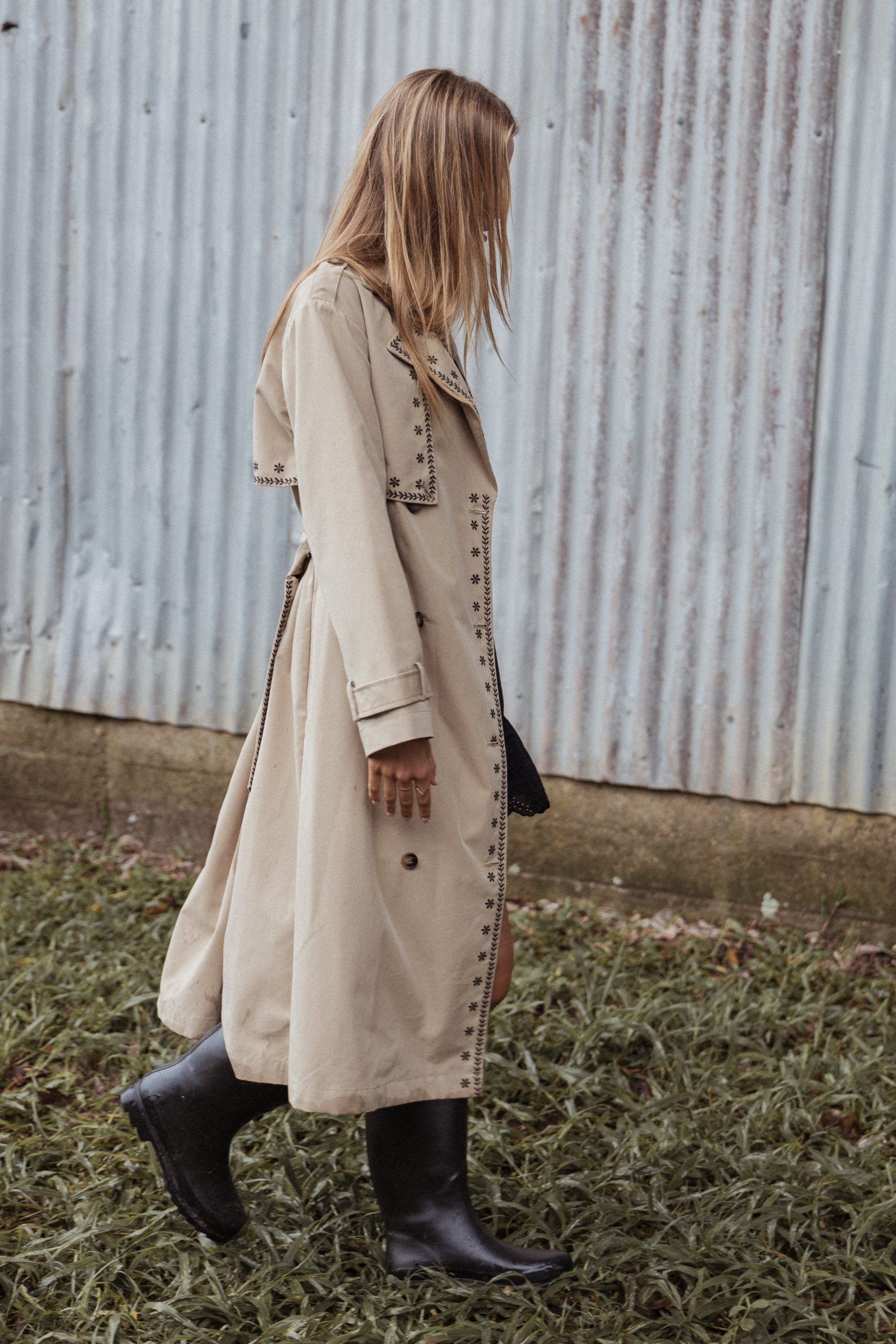 Grayson Embroidered Trim Trench Coat - Taupe - Image 11