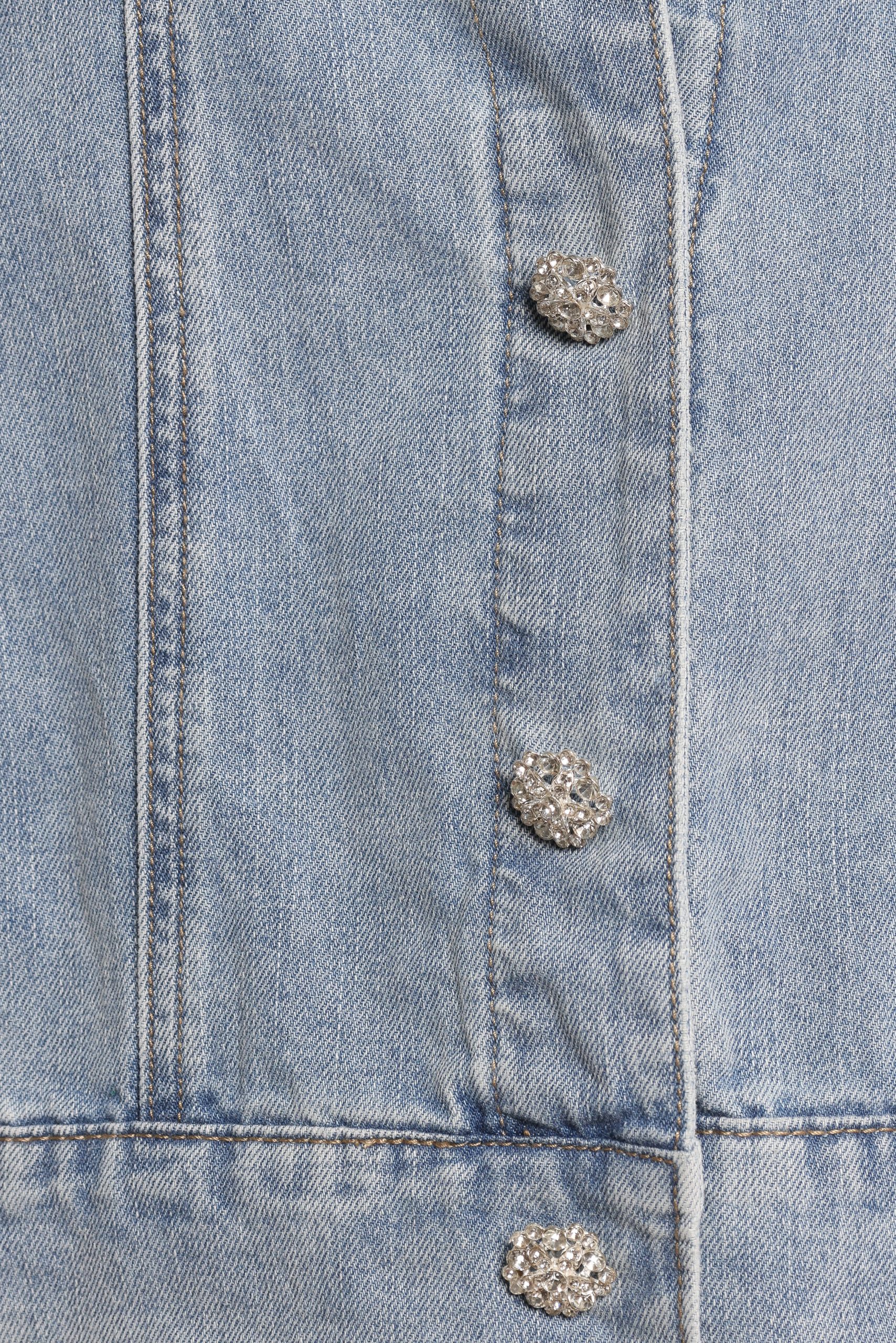 Hadley Ruffle Sleeve Denim Jacket - Mid Denim - Image 8
