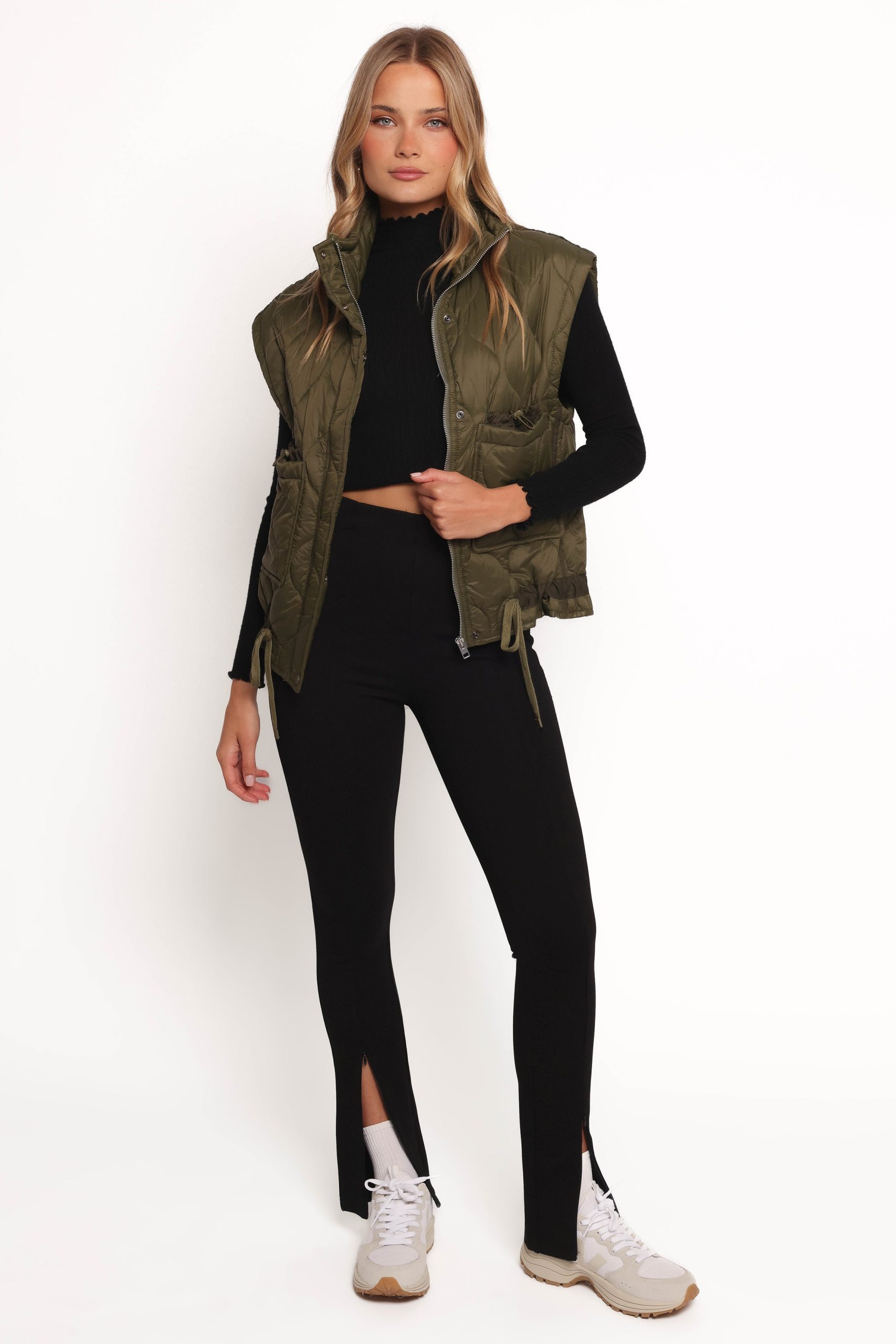 Haven Zip Front Puff Vest - Olive - Image 6